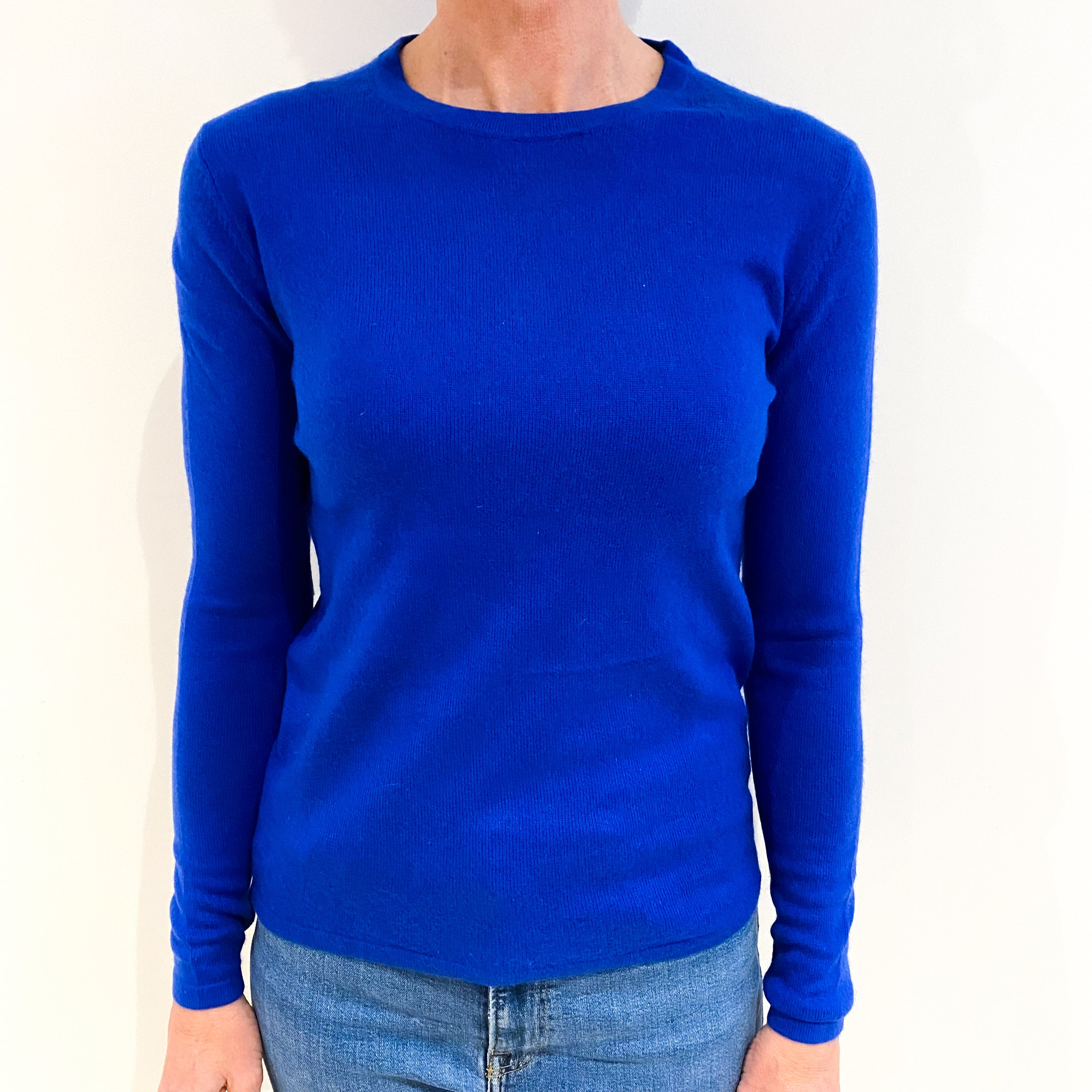 Cobalt Blue Cashmere Crew Neck Jumper Small