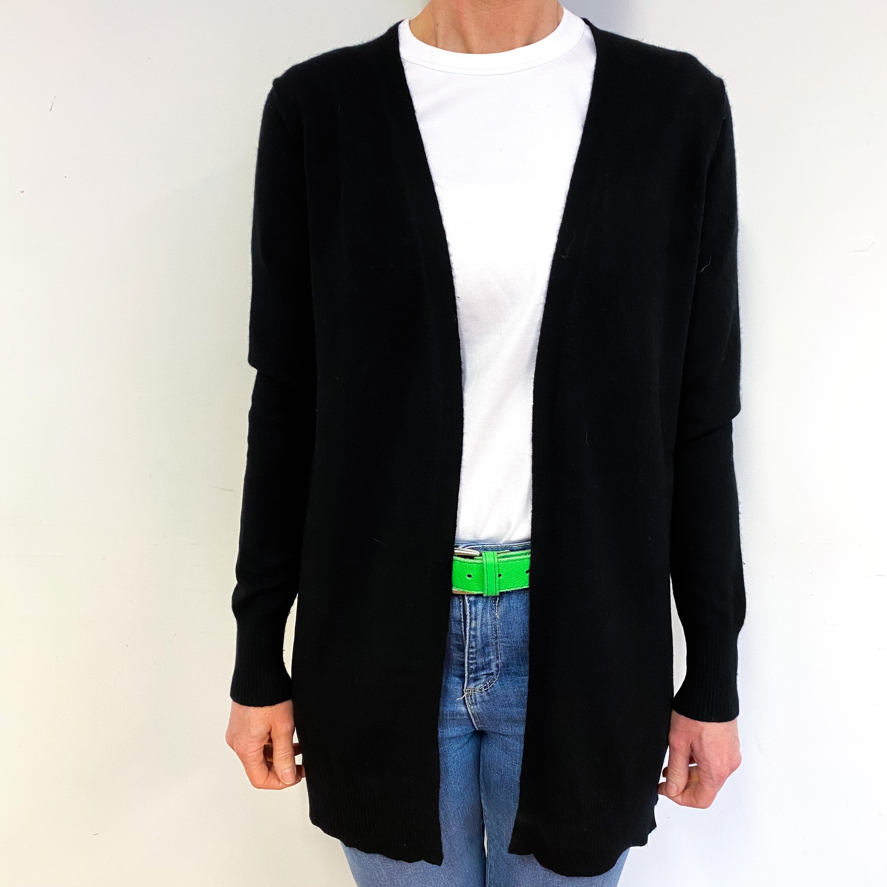 Black Cashmere Edge to Edge Cardigan Medium