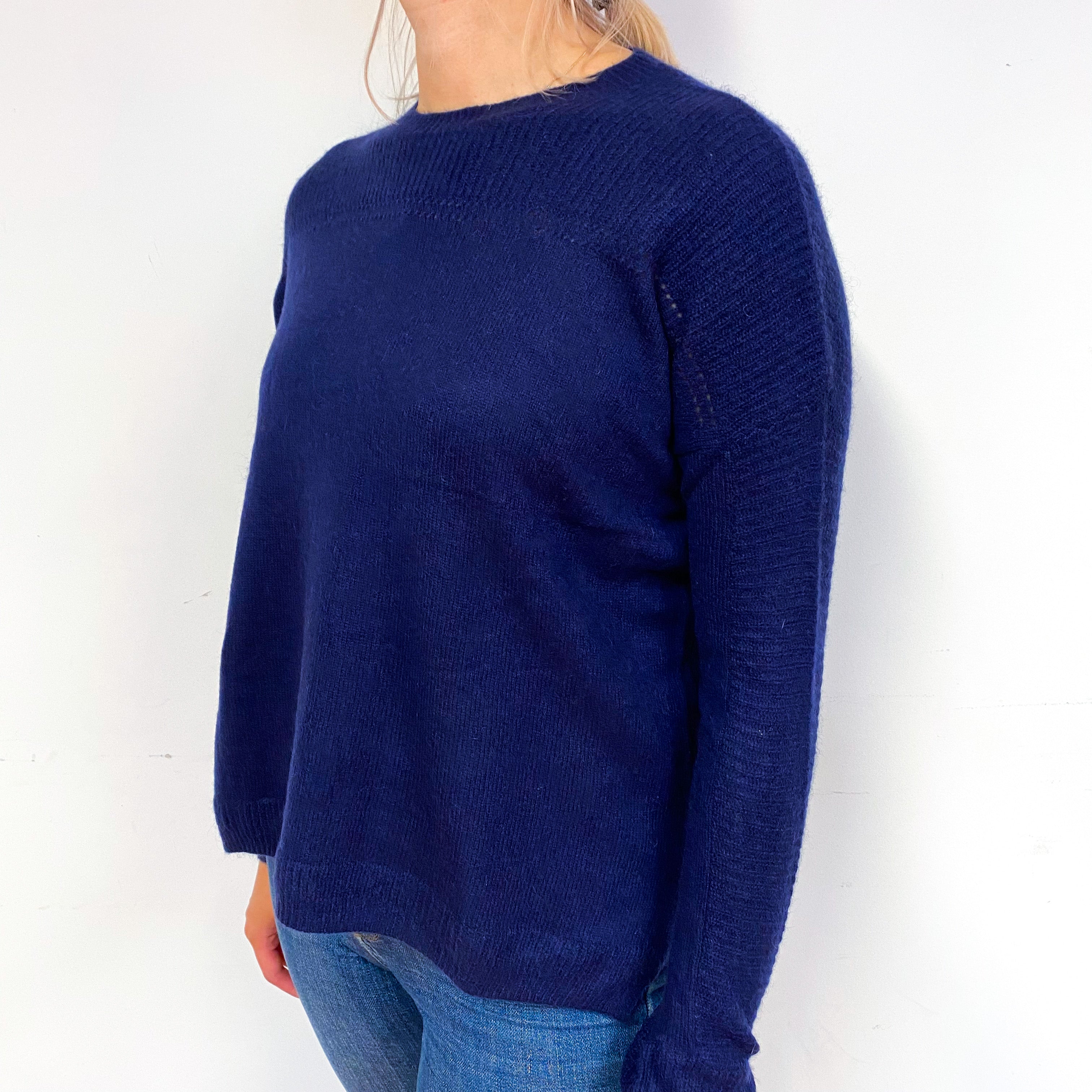 Midnight Blue Boxy Cashmere Crew Neck Jumper Small