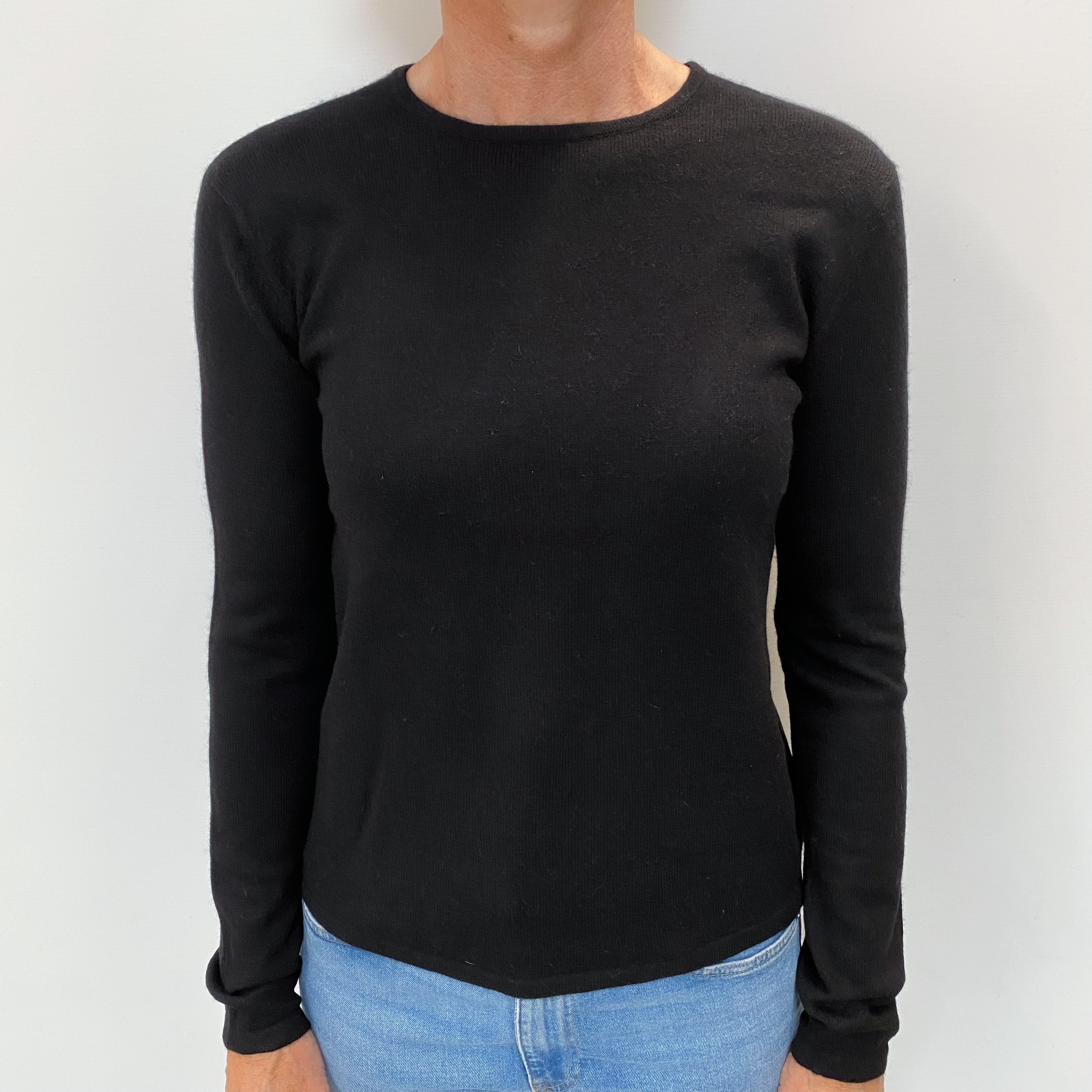 Black Cashmere Crew Neck Jumper Small