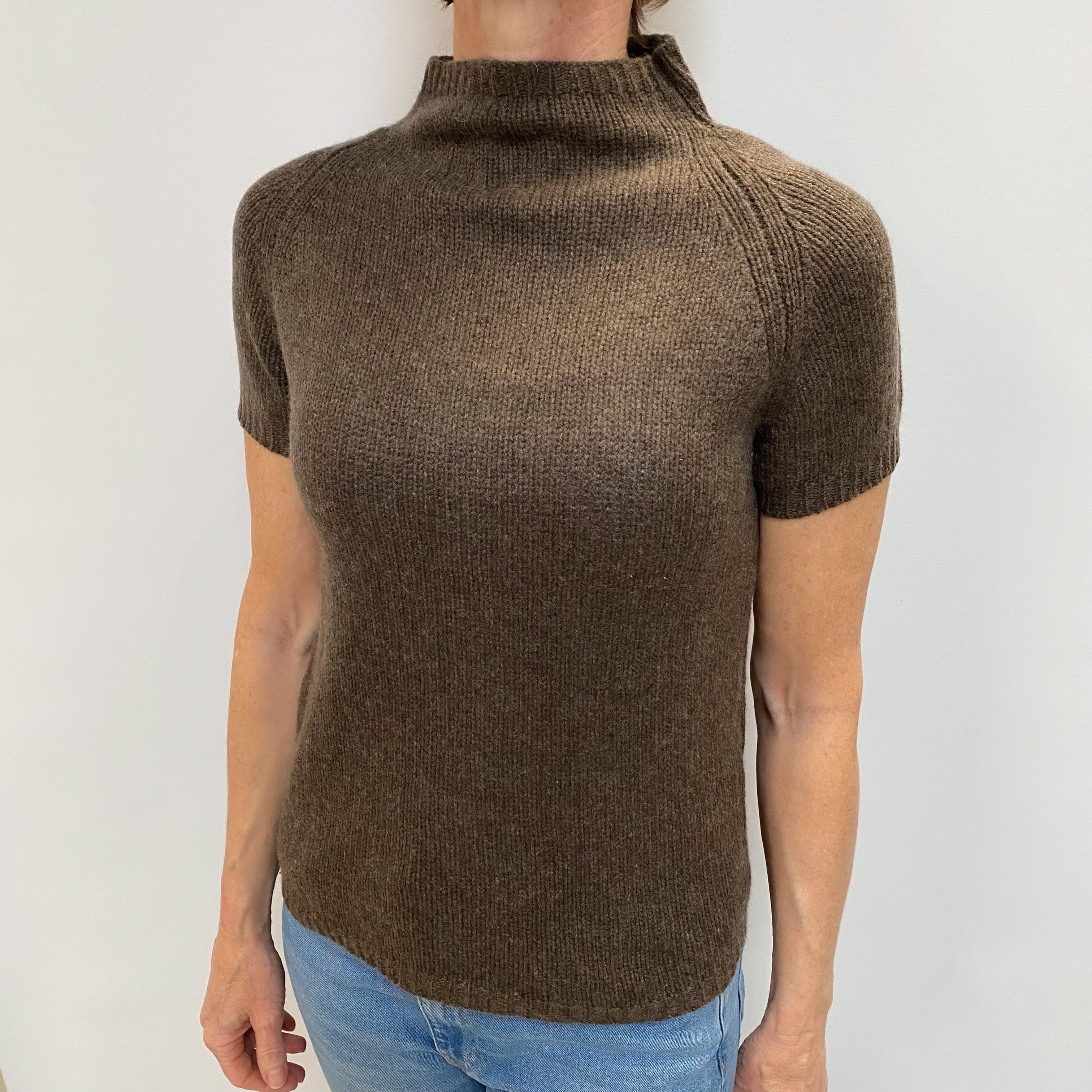 Mole Brow Cashmere Turtle Neck Short Sleeved Jumper Small