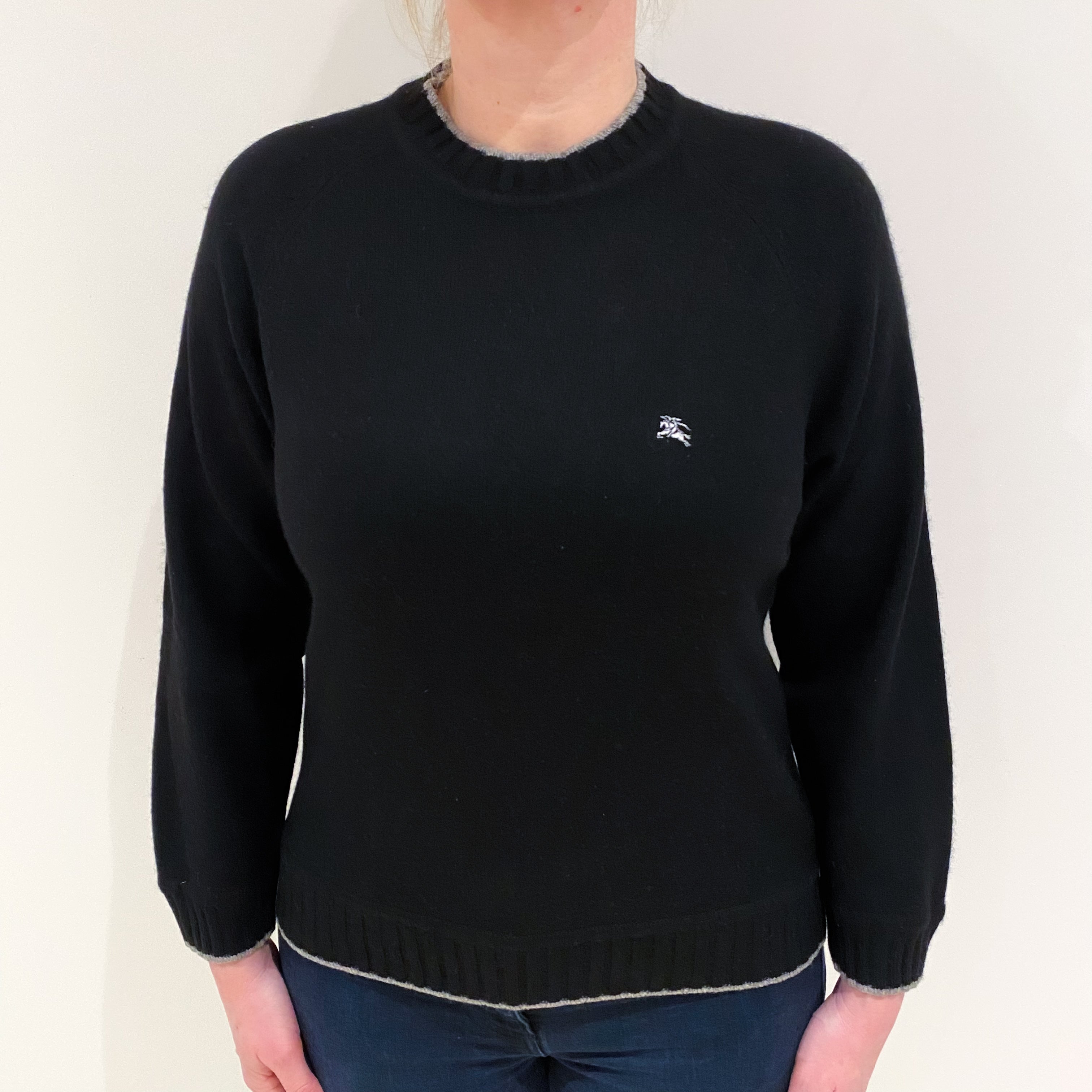 Golf Burberry Black Cashmere Crew Neck Jumper Large