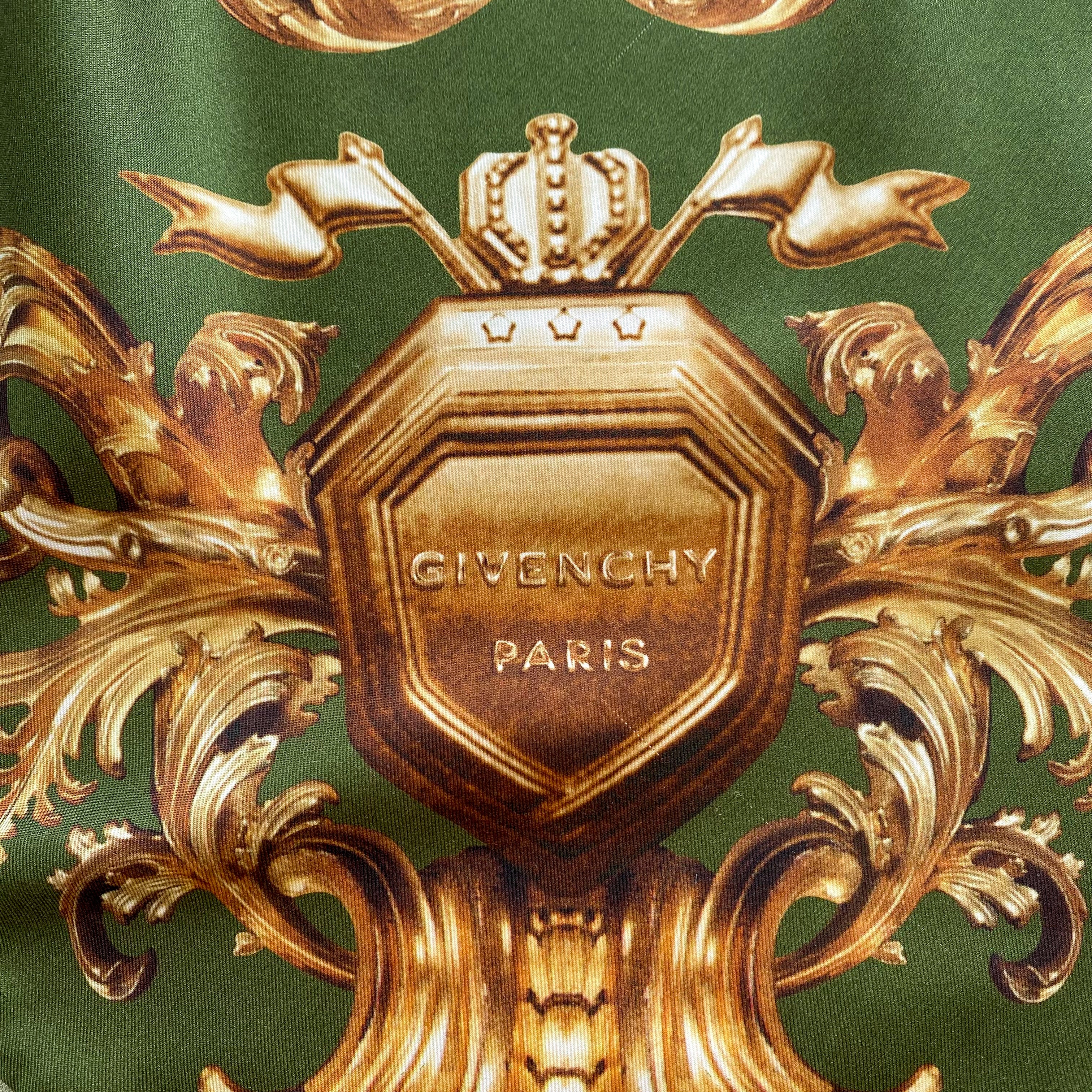 Givenchy Khaki and Gold Designer Silk Scarf