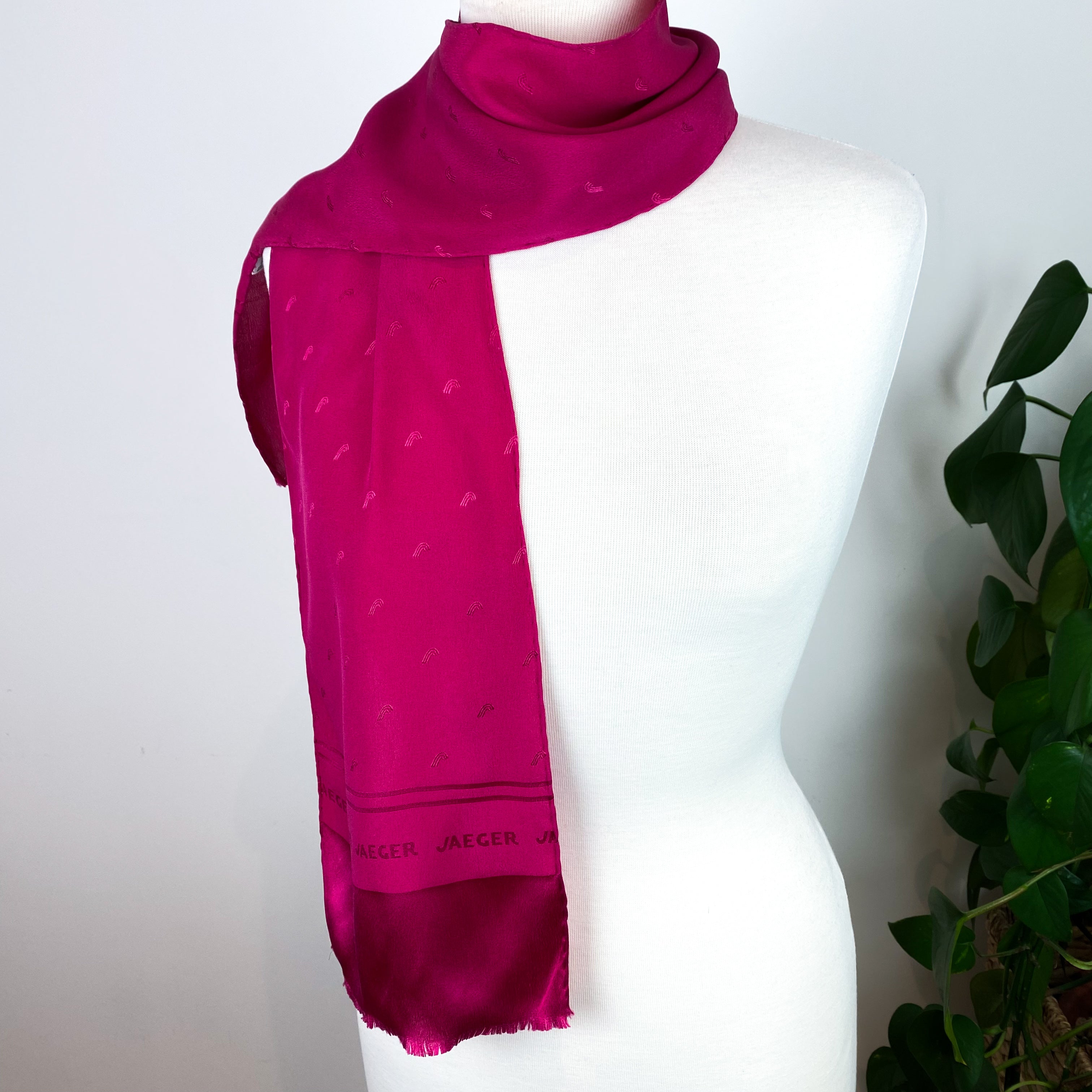 1970s Long Jaeger Vintage Silk Scarf