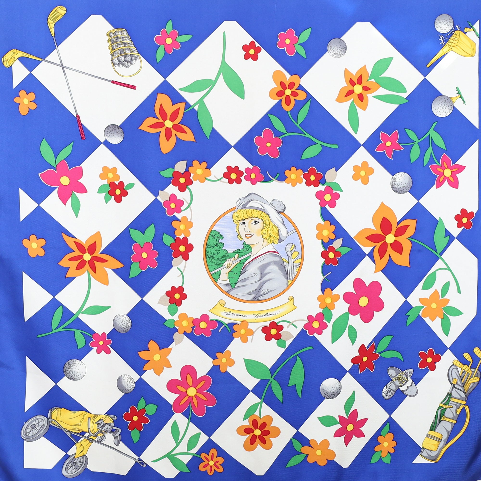 Blue and White Vintage Silk Scarf