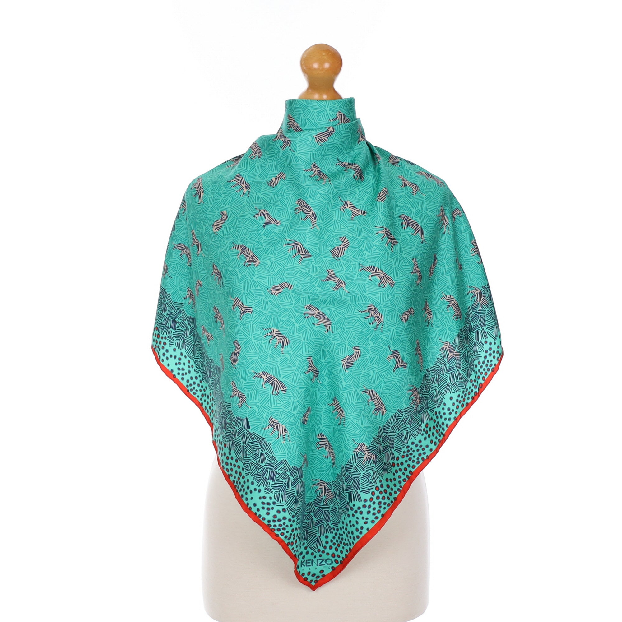 Kenzo Abstract Tiger Designer Silk Scarf