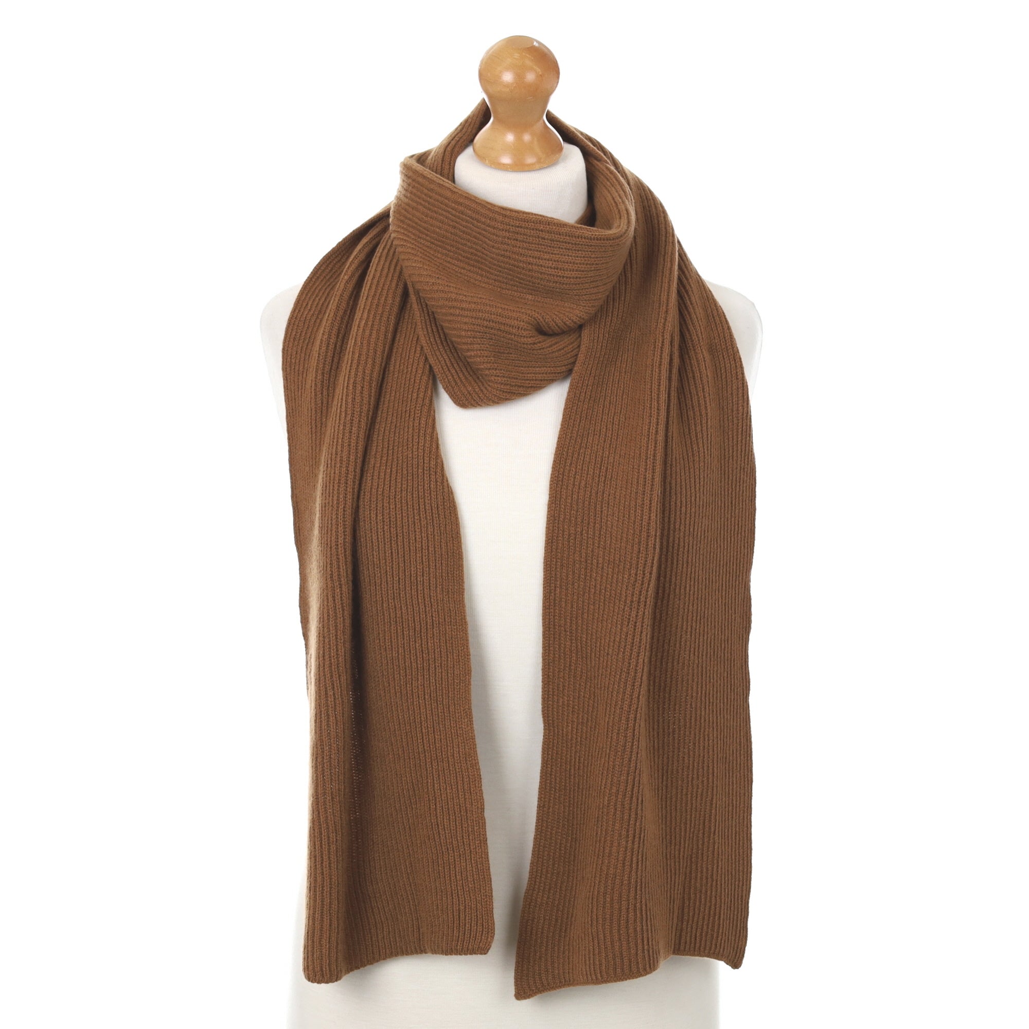 Brand New Scottish Cinnamon Brown Rib Cashmere Scarf