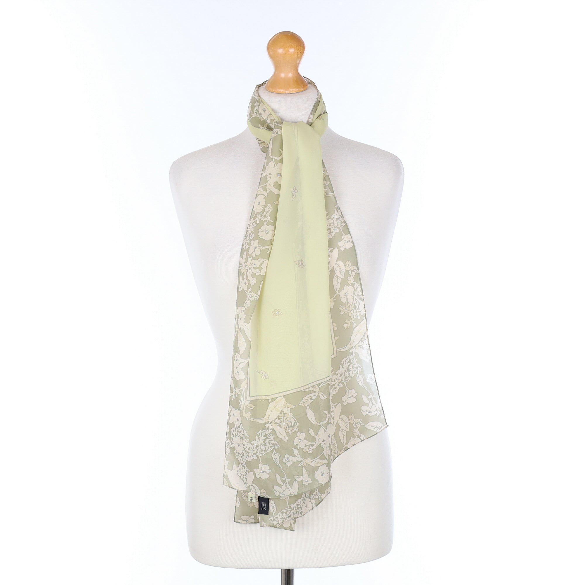 Viyella Green Floral Silk Scarf