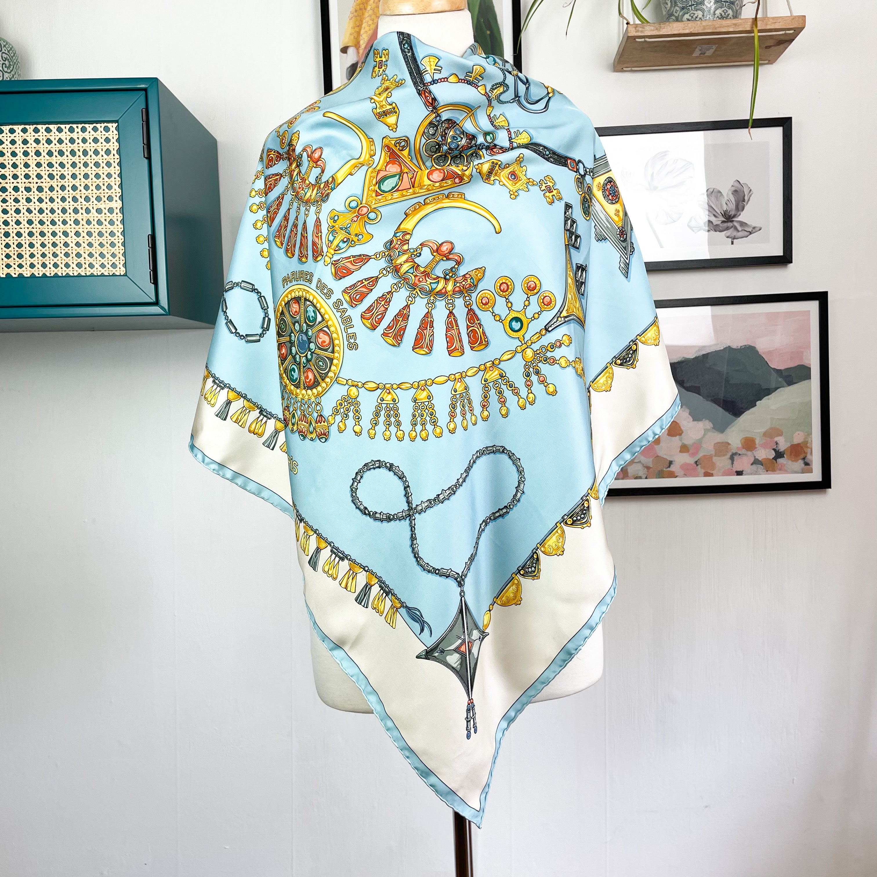 Boxed Hermes Parures des Sables Vintage Silk Scarf