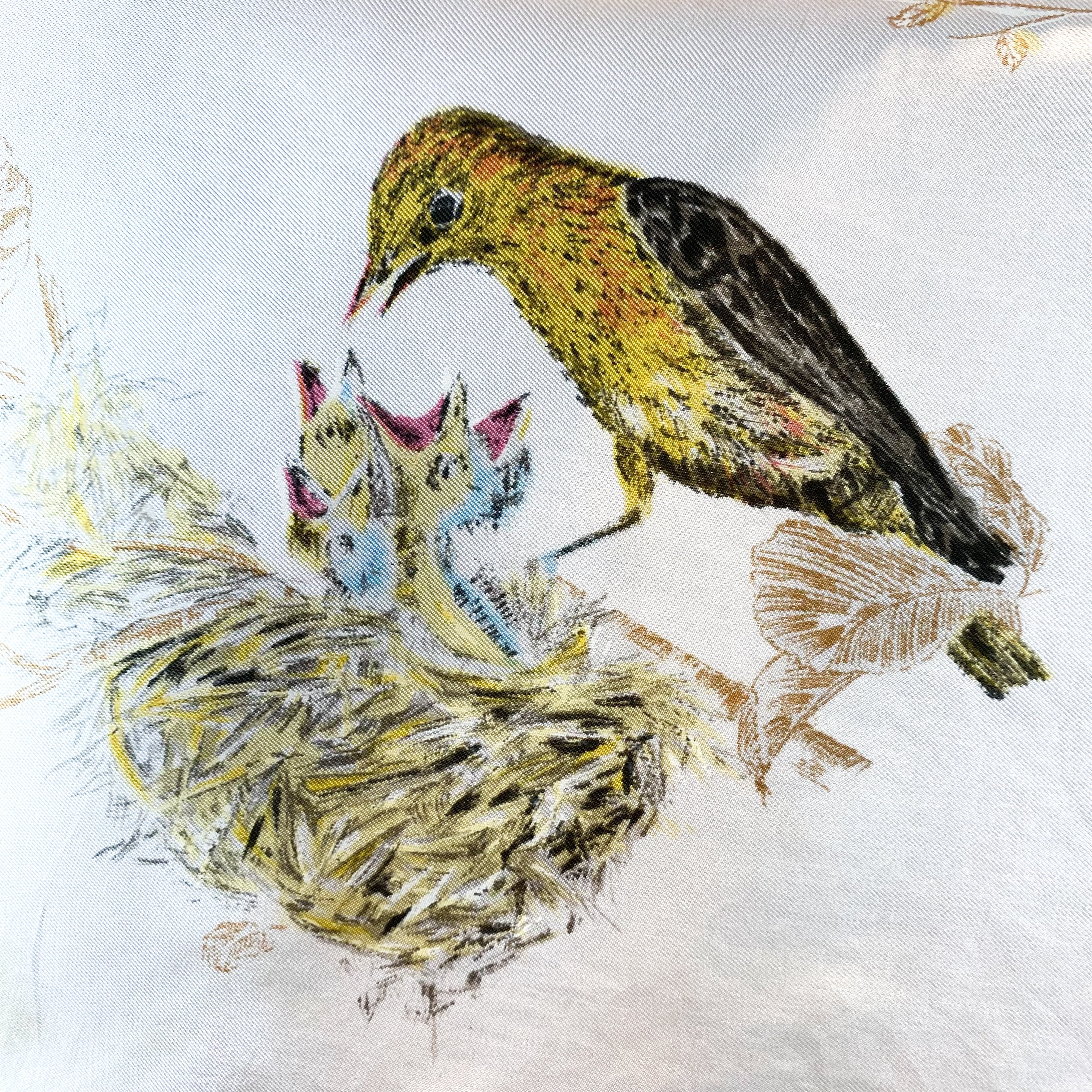French Wildlife Vintage Silk Scarf