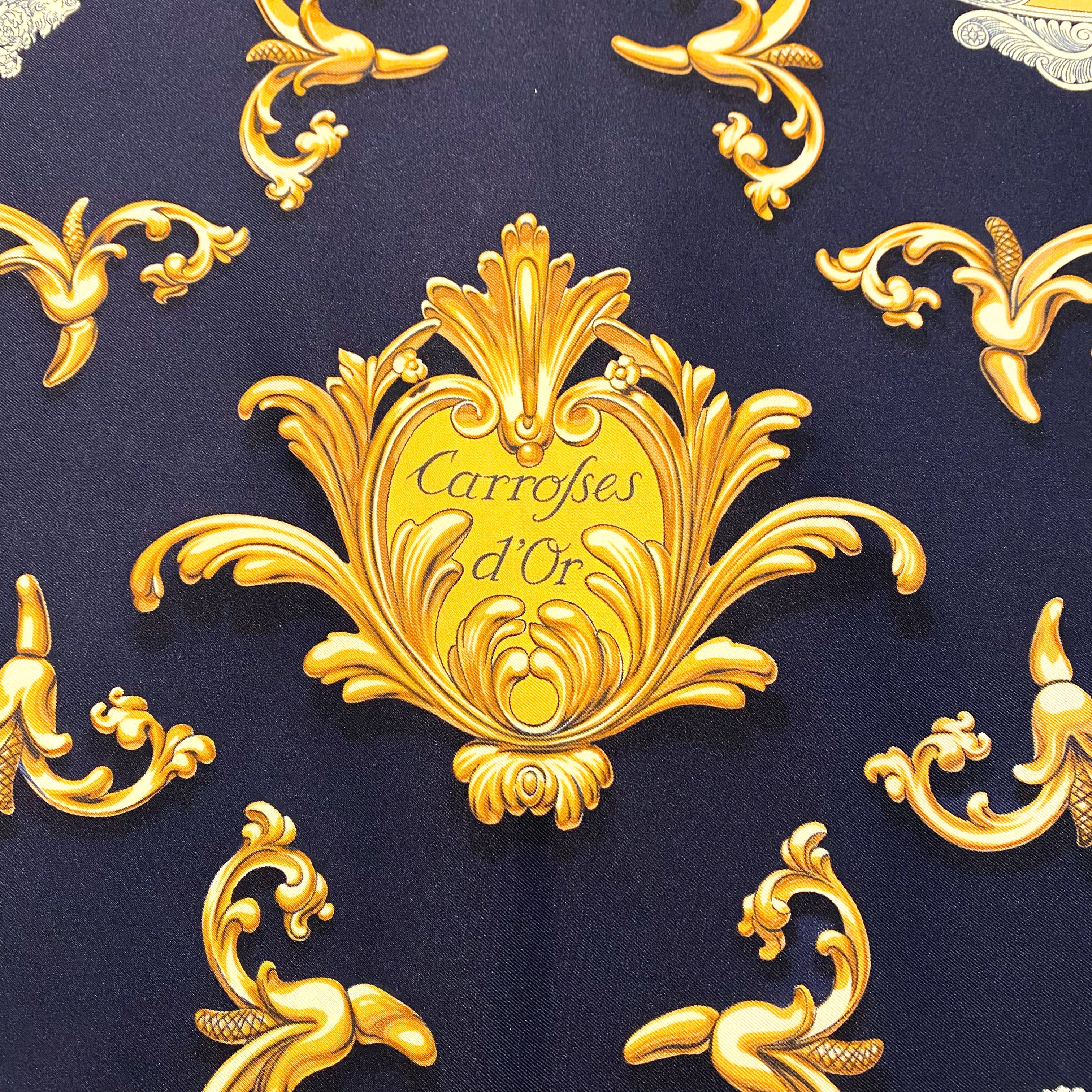 Boxed Hermes Carrosses d’Or Vintage Silk Scarf
