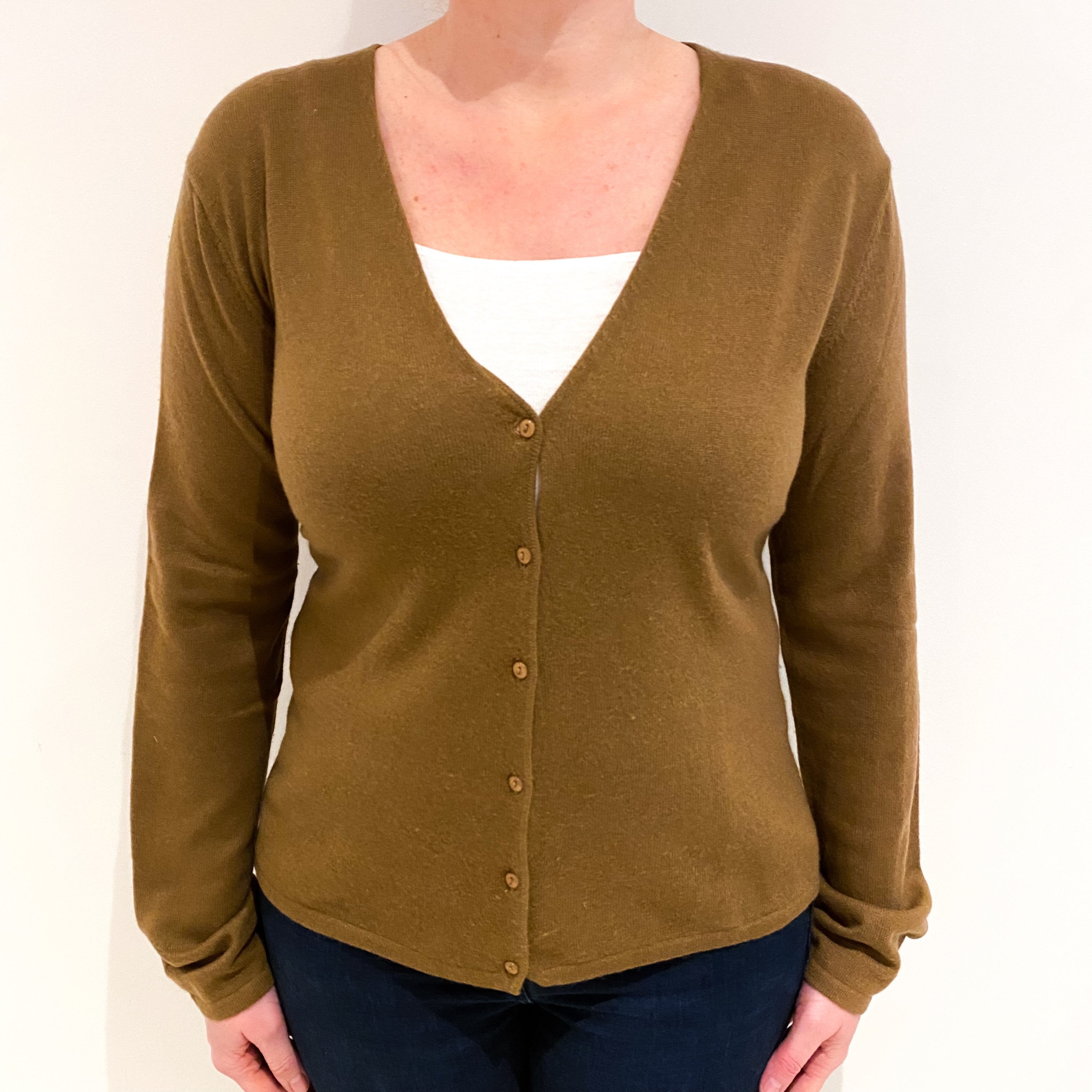 Cinnamon Brown Cashmere Cardigan Large