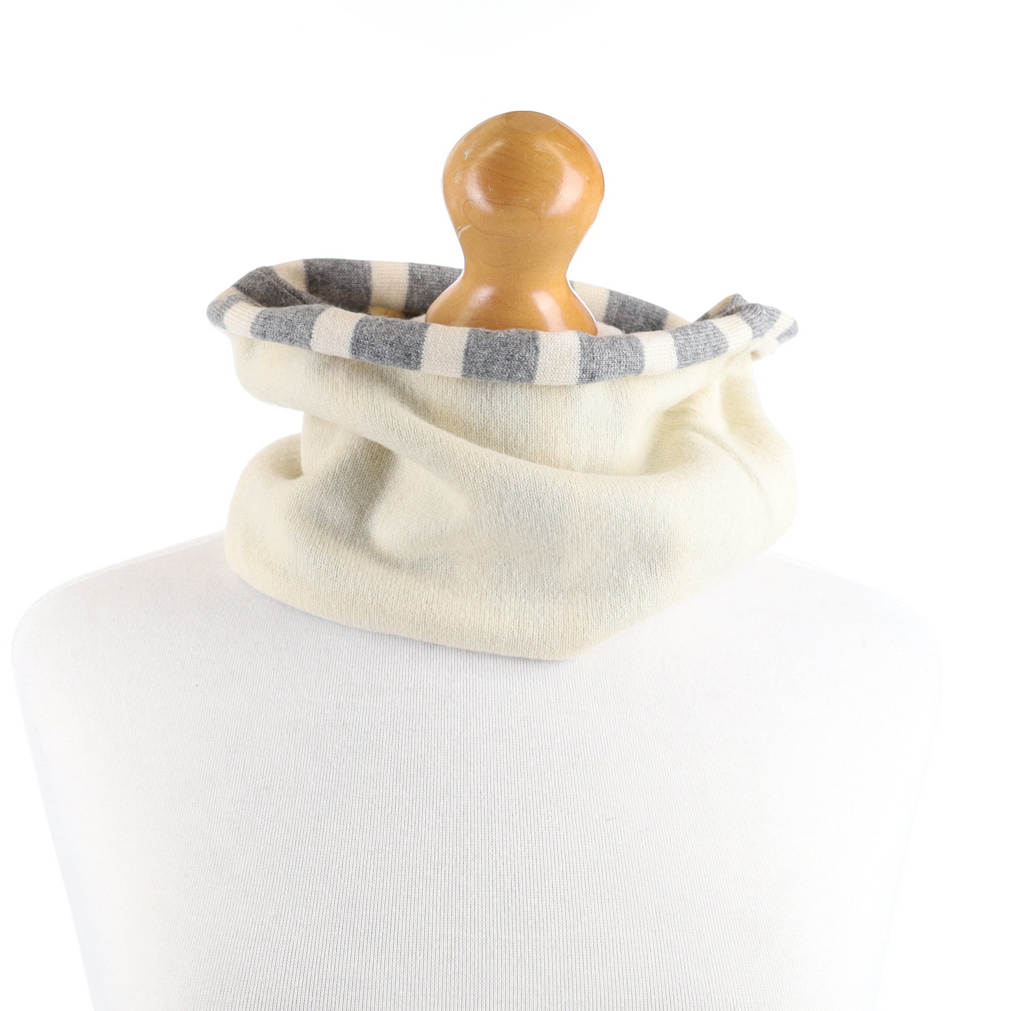 Smoke Grey and Vanilla Cream Striped Neck Warmer