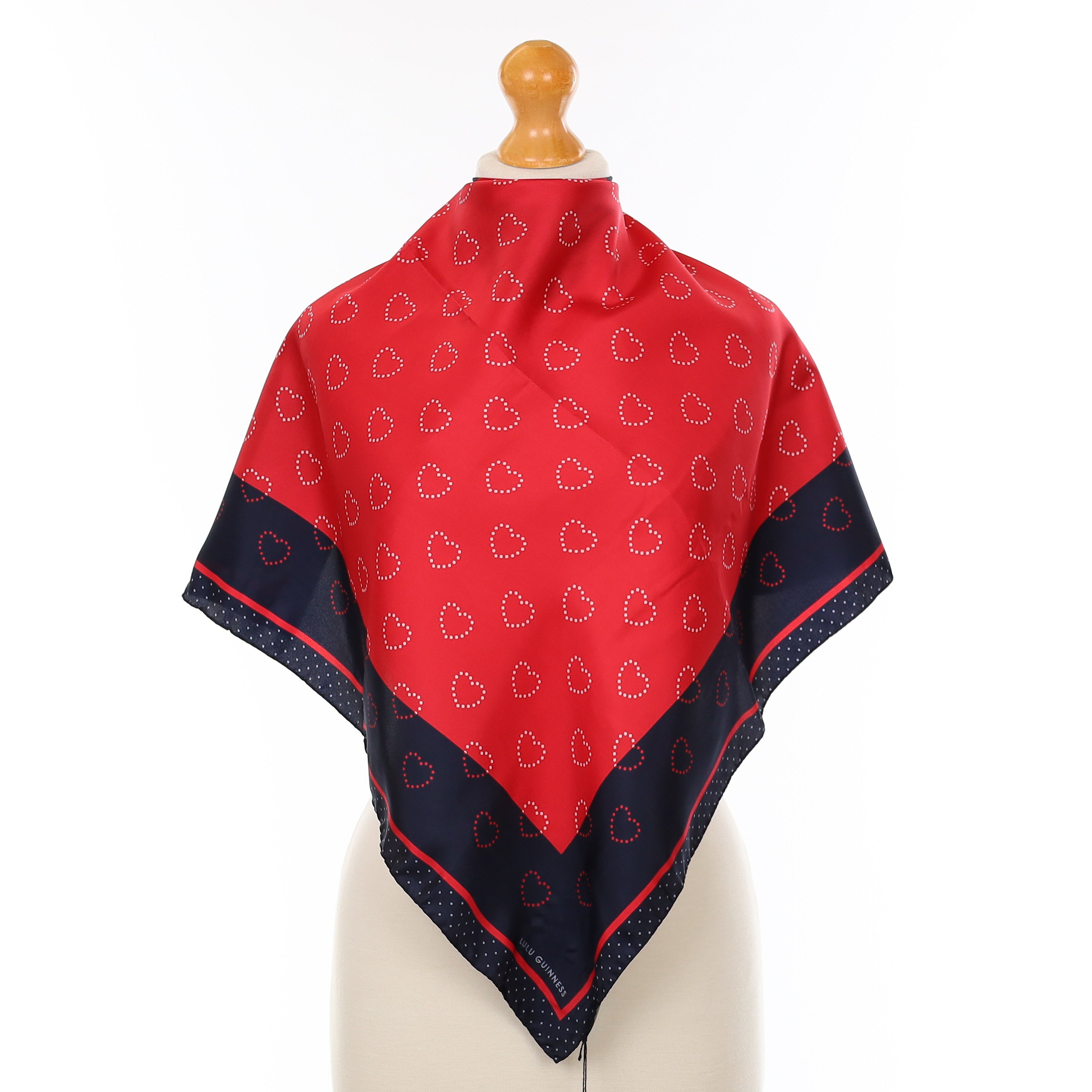 Brand New Boxed Lulu Guinness Red Heart Silk Scarf