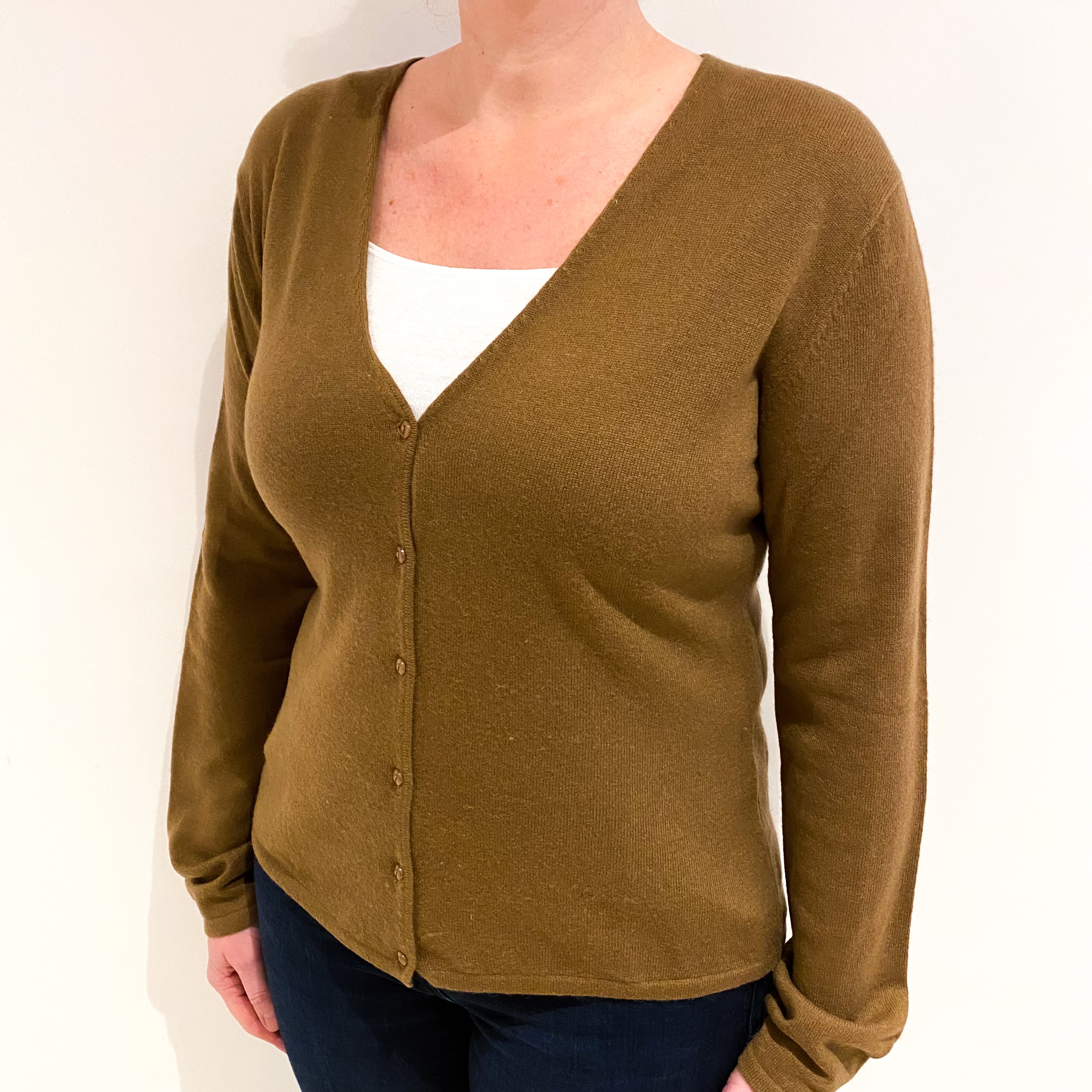 Cinnamon Brown Cashmere Cardigan Large
