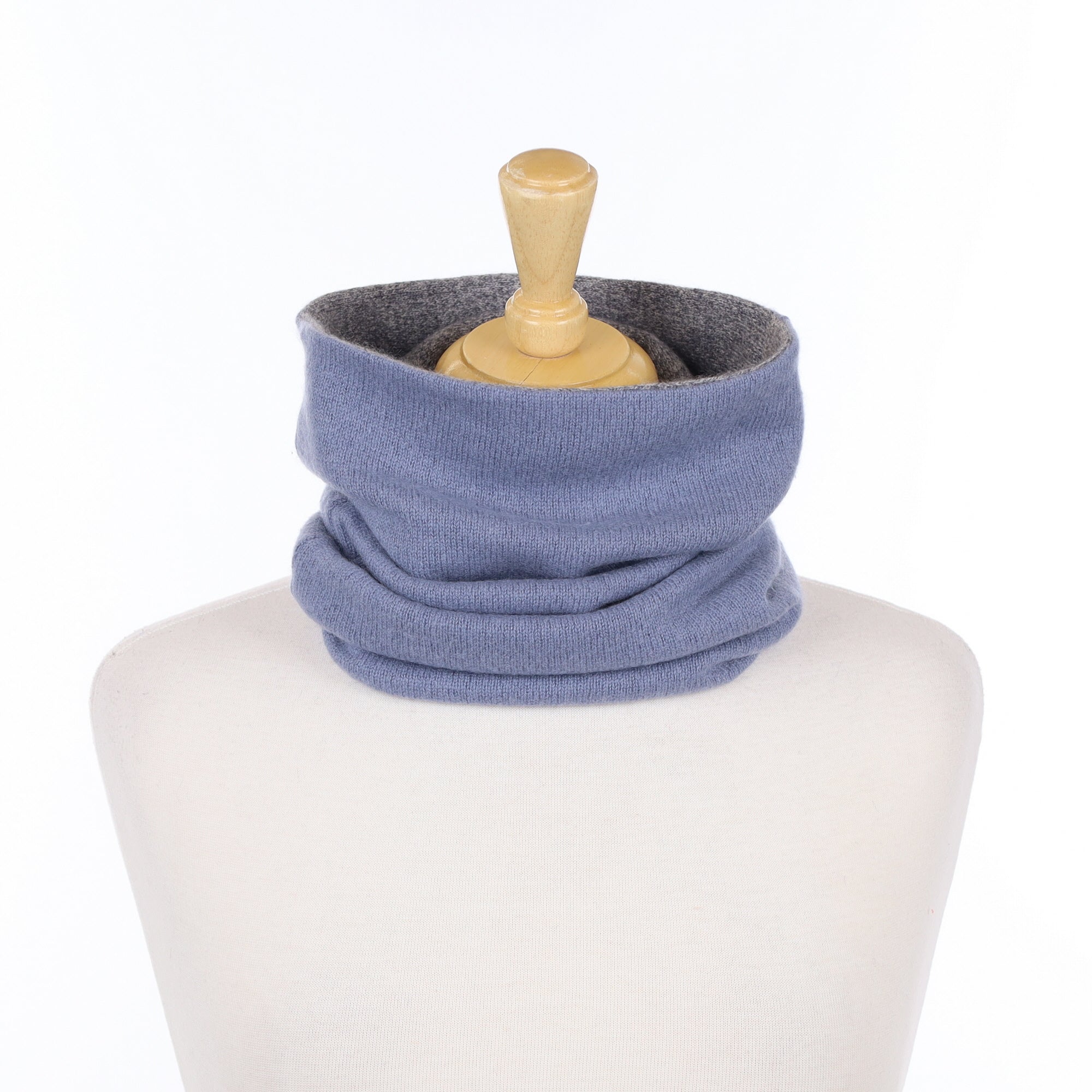 Denim Blue Smoke Grey Marl Luxury Double Layered Snood