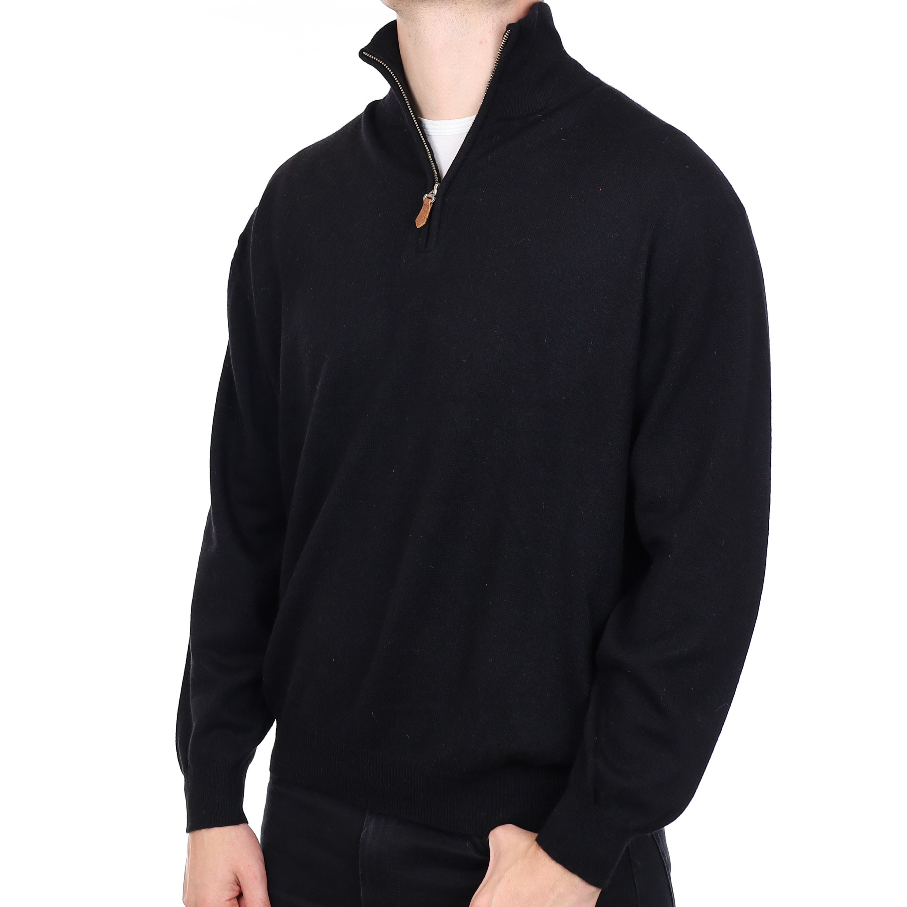 Men’s Black Cashmere 1/4 Zip Jumper XXL