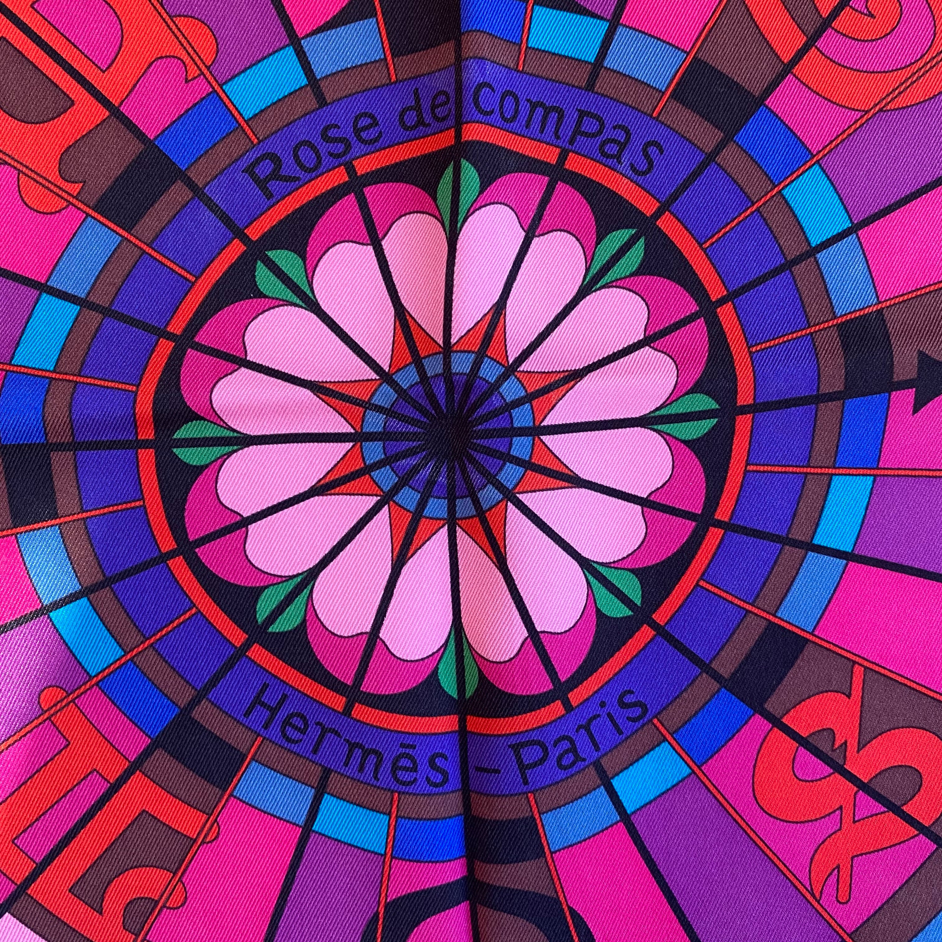 Hermès Rose de Compas Silk Scarf