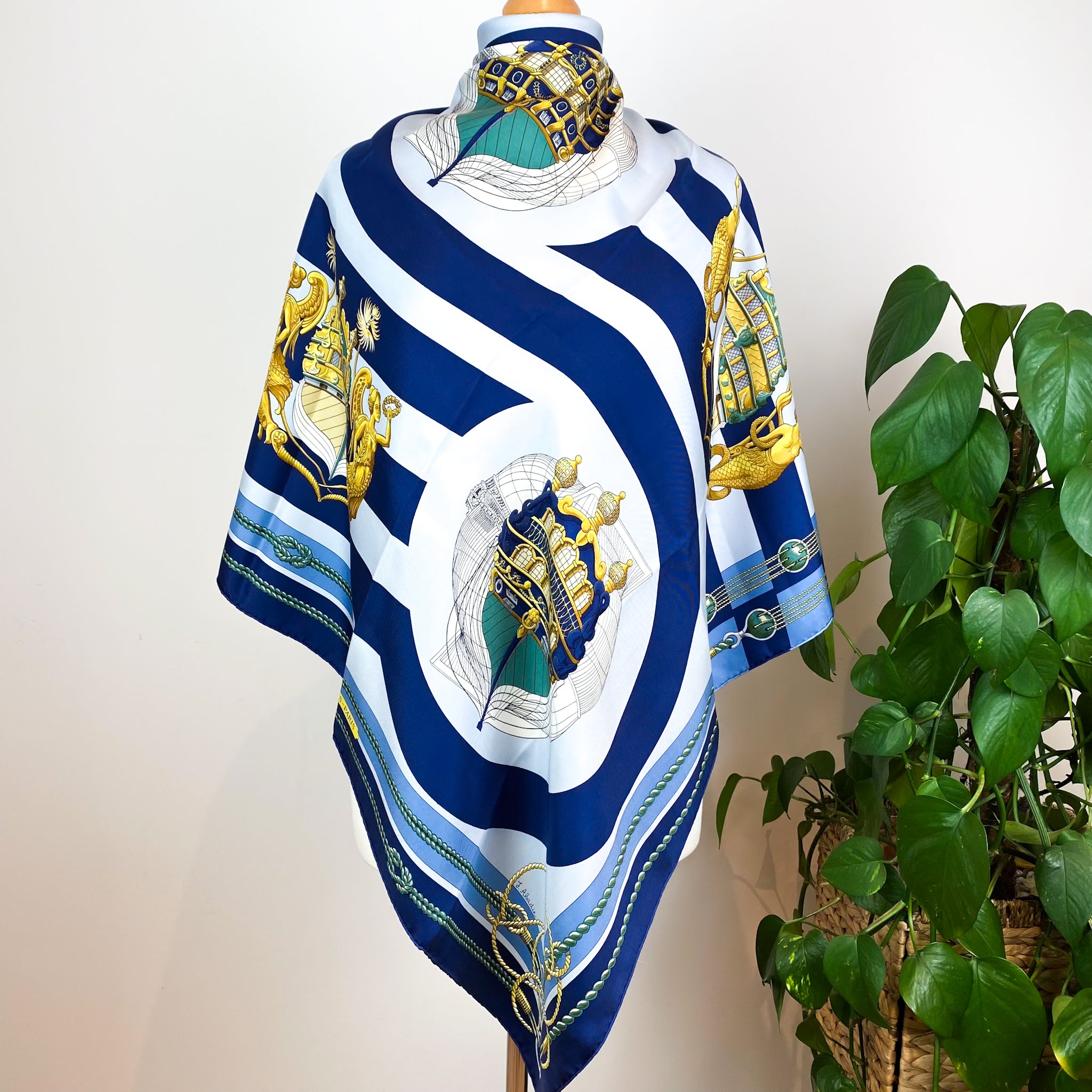 Boxed Hermes Chateaux d’ Arriere 1974 Designer Silk Scarf