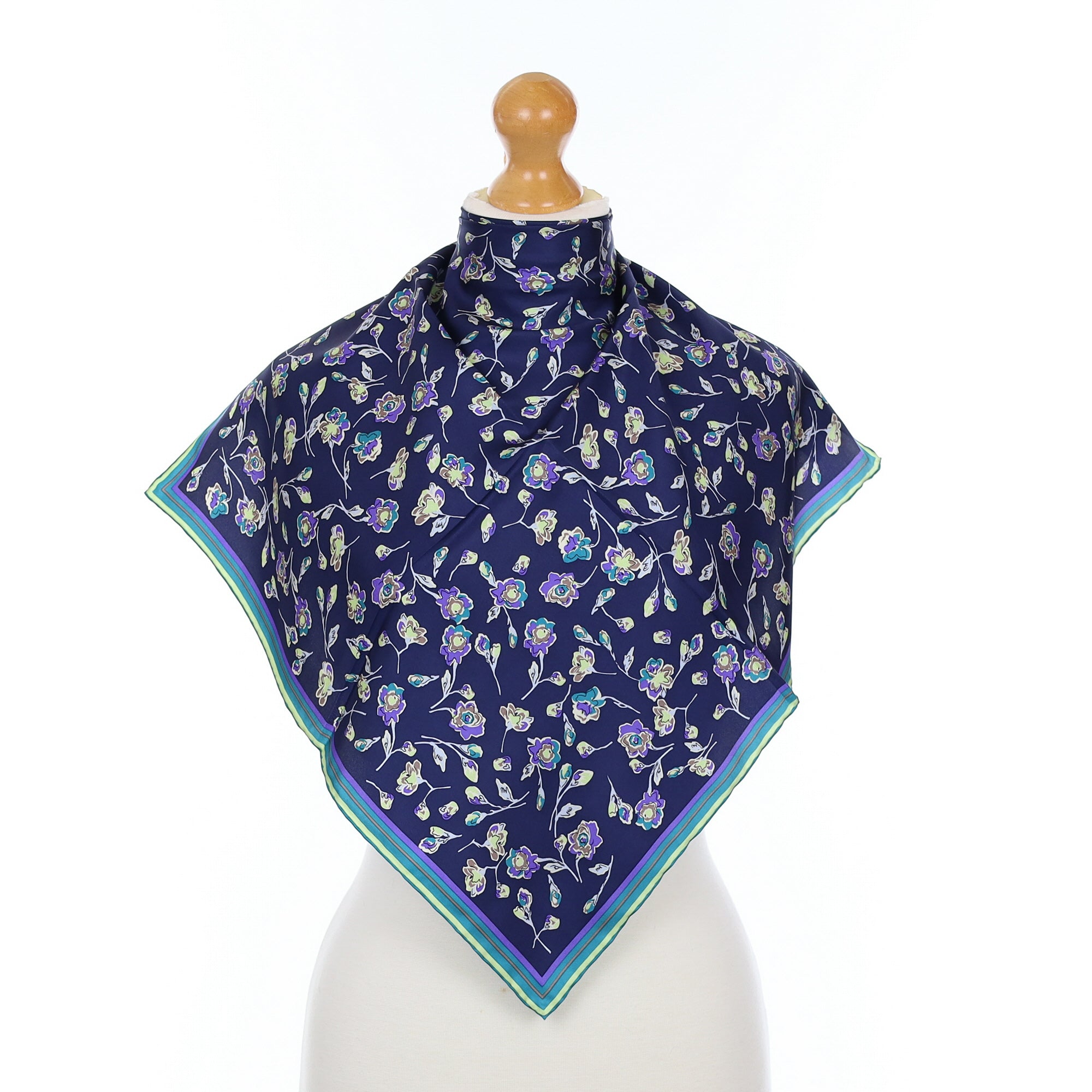 Brand New Fraas Blue Floral Silk Scarf