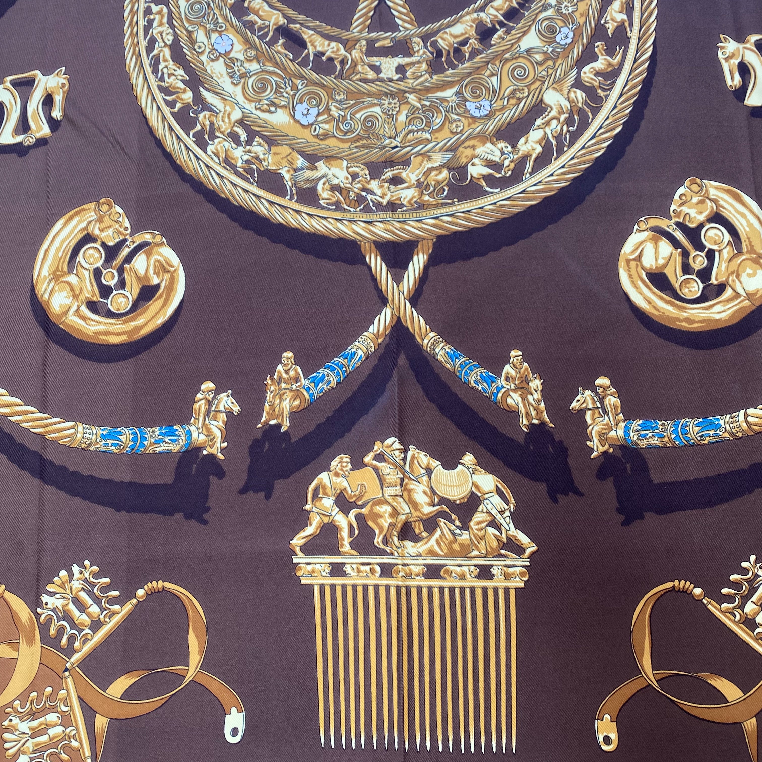 Boxed Hermes Les Cavaliers d’Or Vintage Silk Scarf