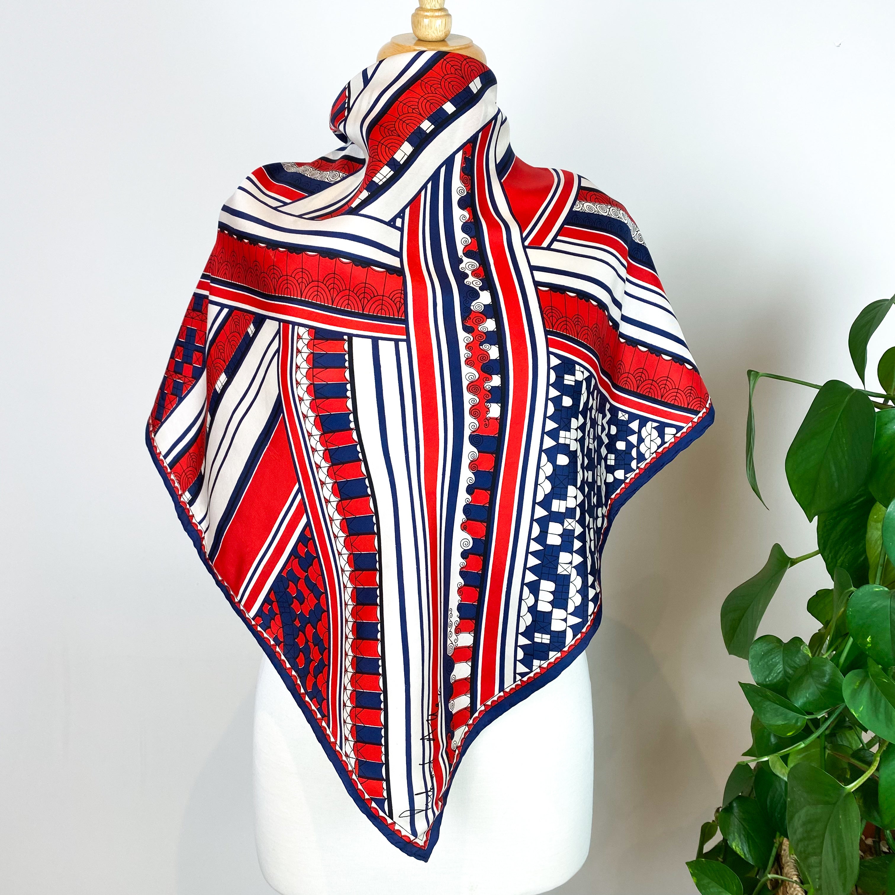 1970s Richard Allan Nautical Vintage Silk Scarf