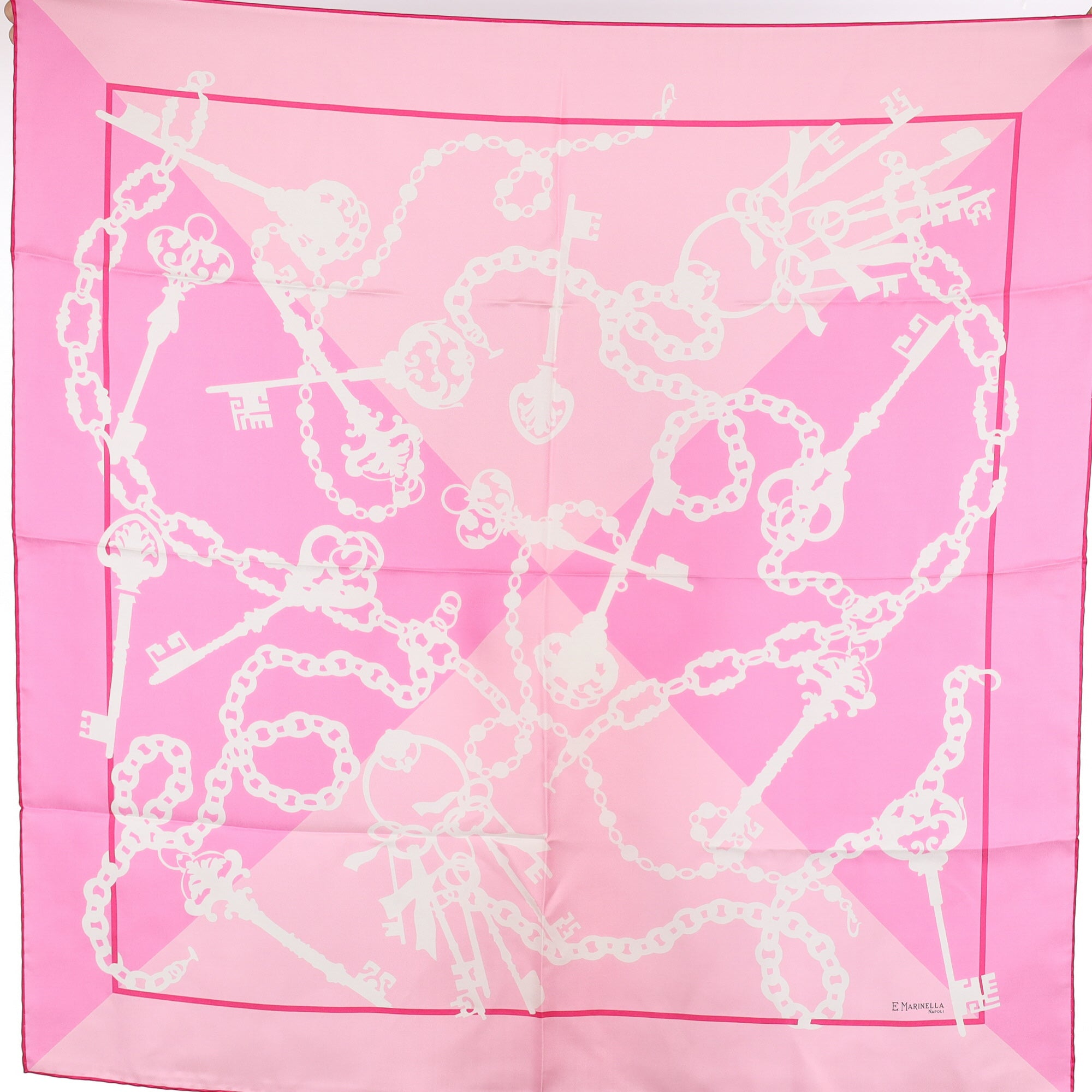 Brand New E Marinella Pink Keys Silk Scarf