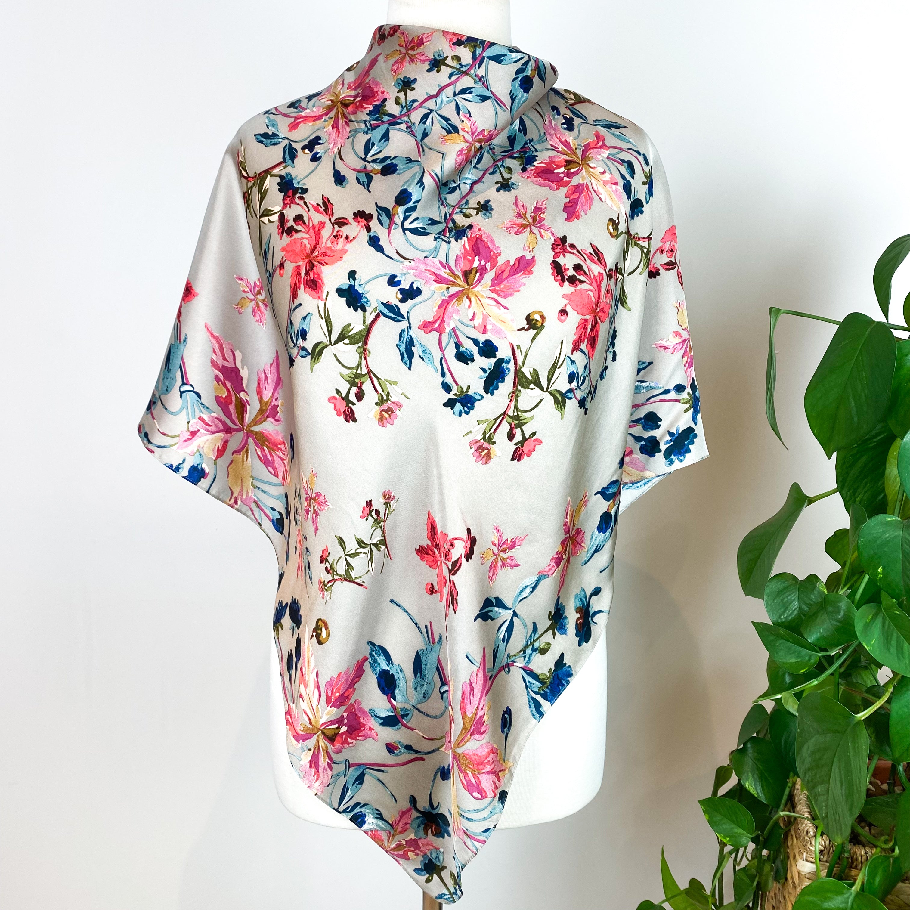Colourful Floral Modern Silk Scarf