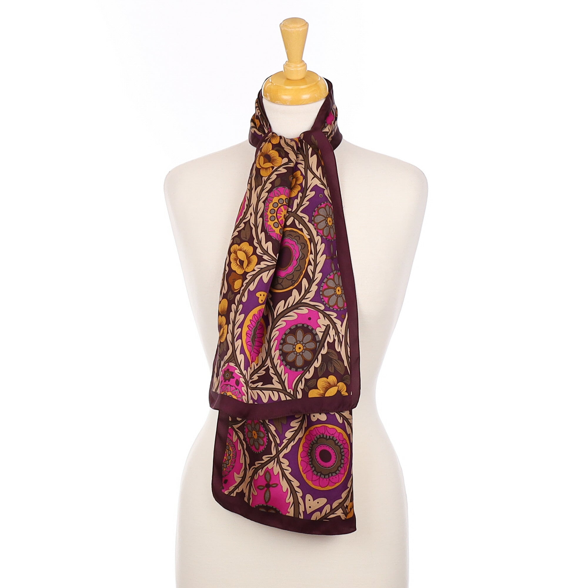Oscar de la Renta Magenta Floral Silk Scarf