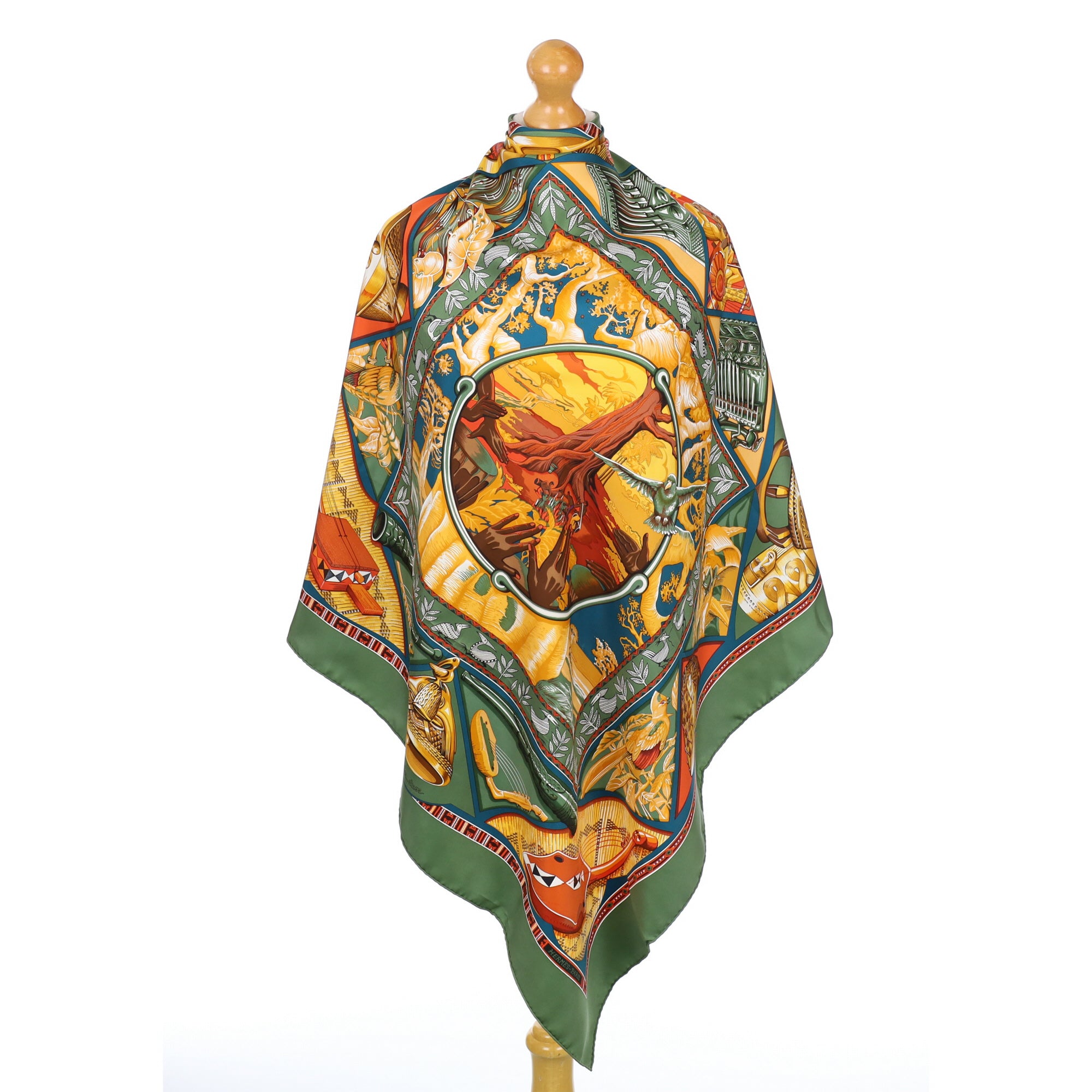Pristine Boxed Hermès Au Son Du Tam-Tam Silk Scarf