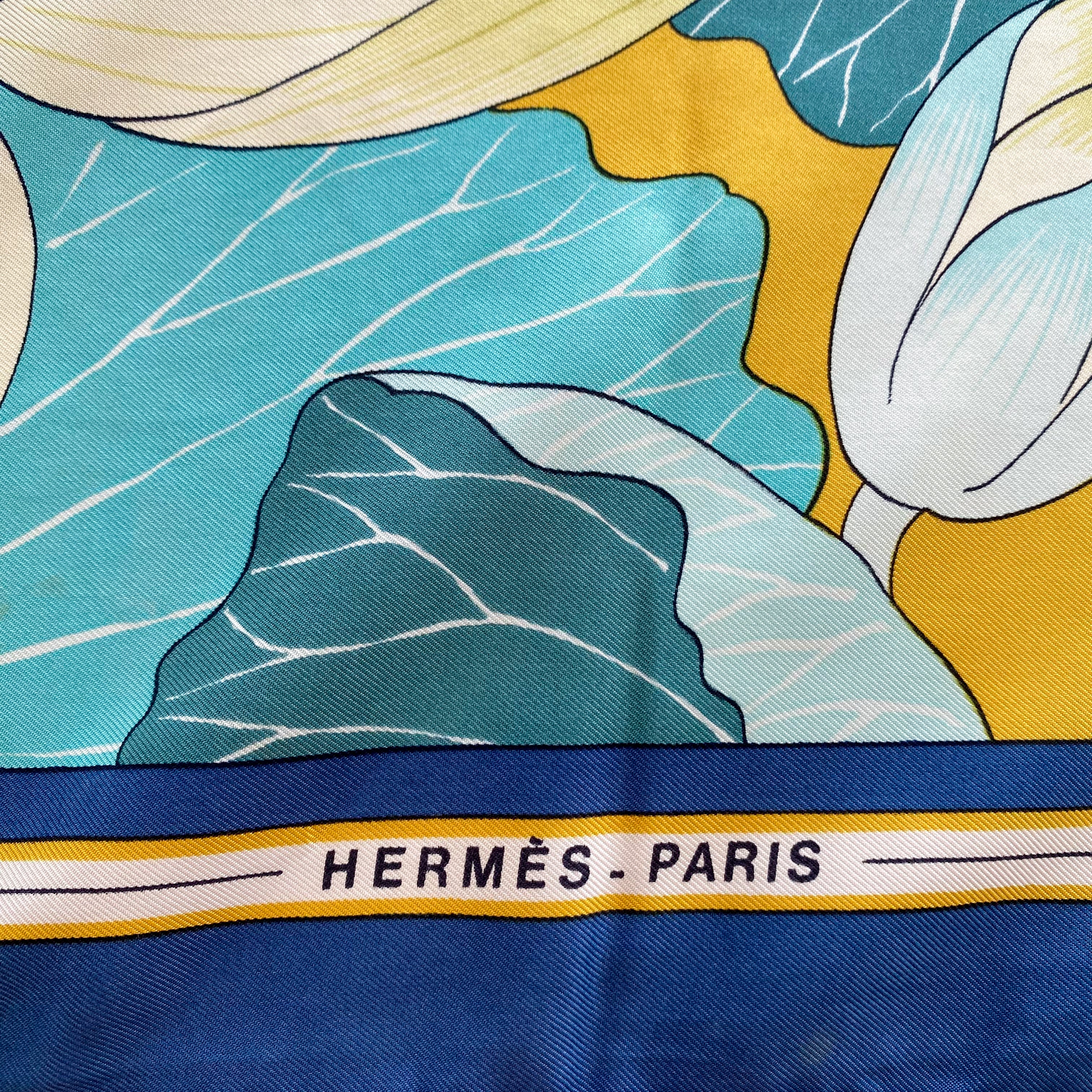 Hermès Fleurs De Lotus 1961 Vintage Silk Scarf