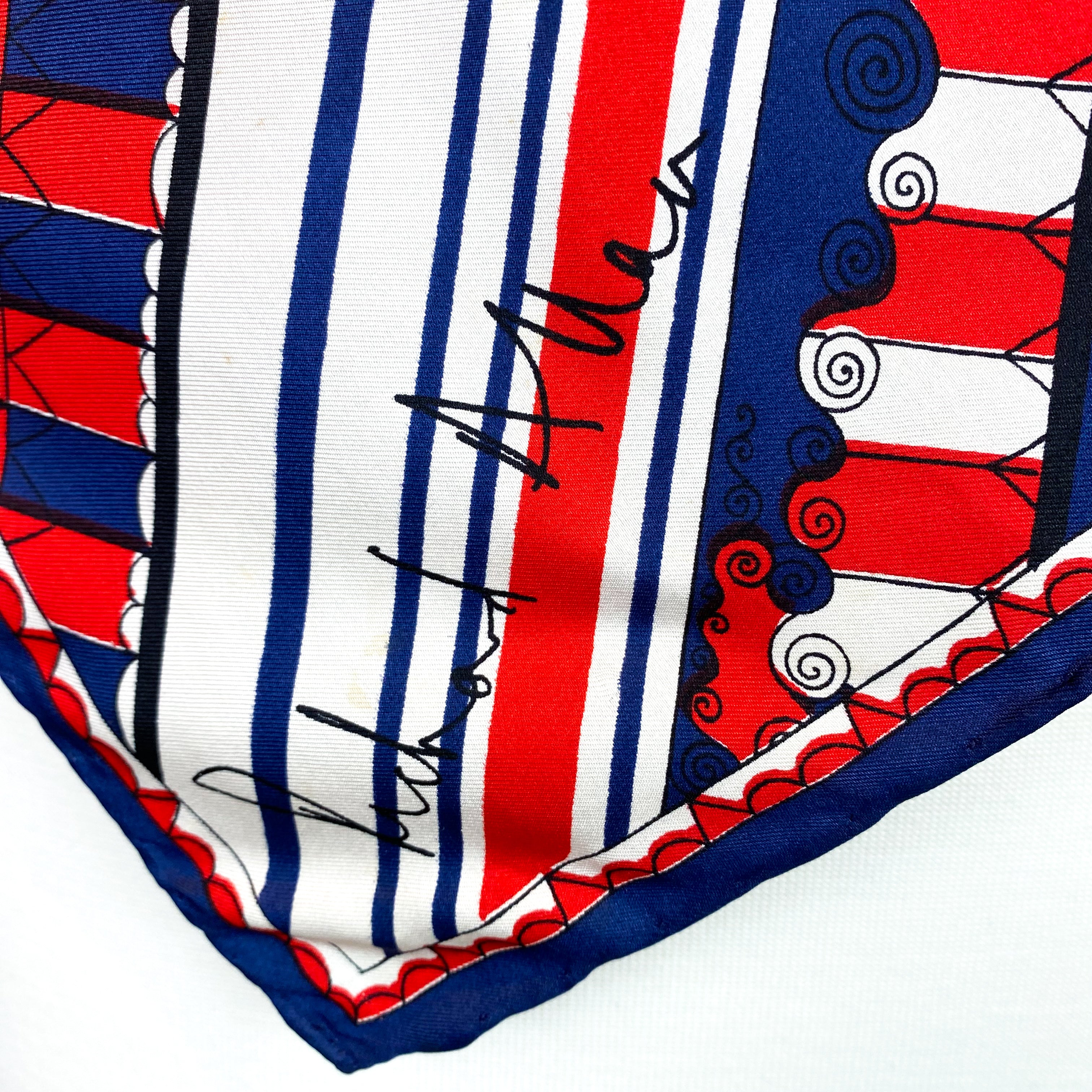 1970s Richard Allan Nautical Vintage Silk Scarf