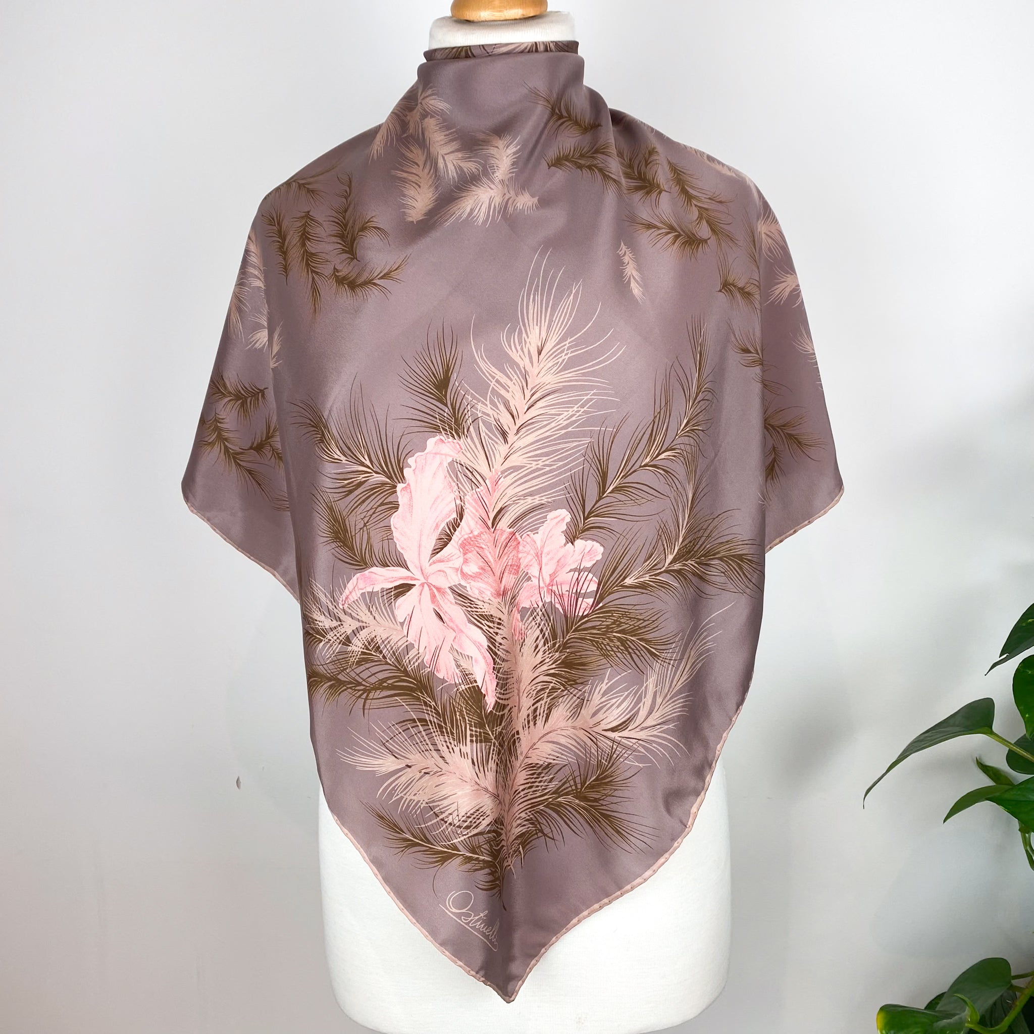 Unworn 1970s Ostinelli Floral Vintage Silk Scarf