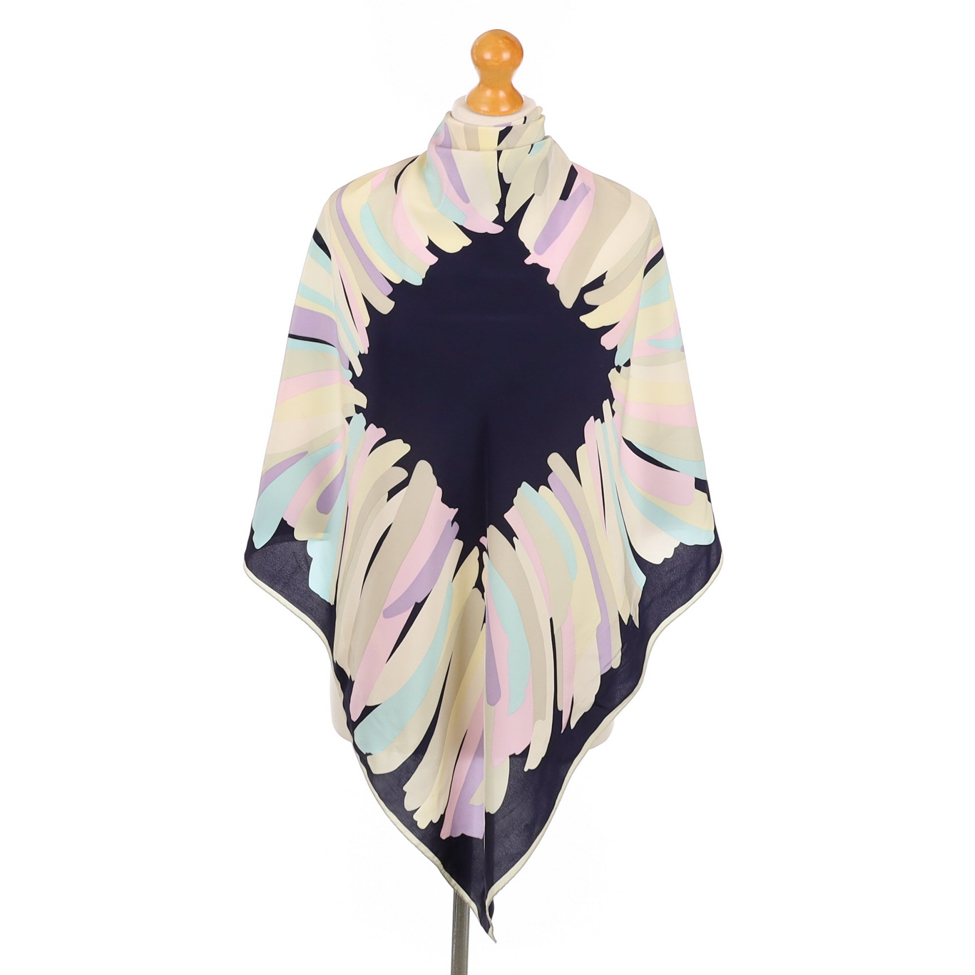 Navy Blue Abstract Petal Silk Scarf