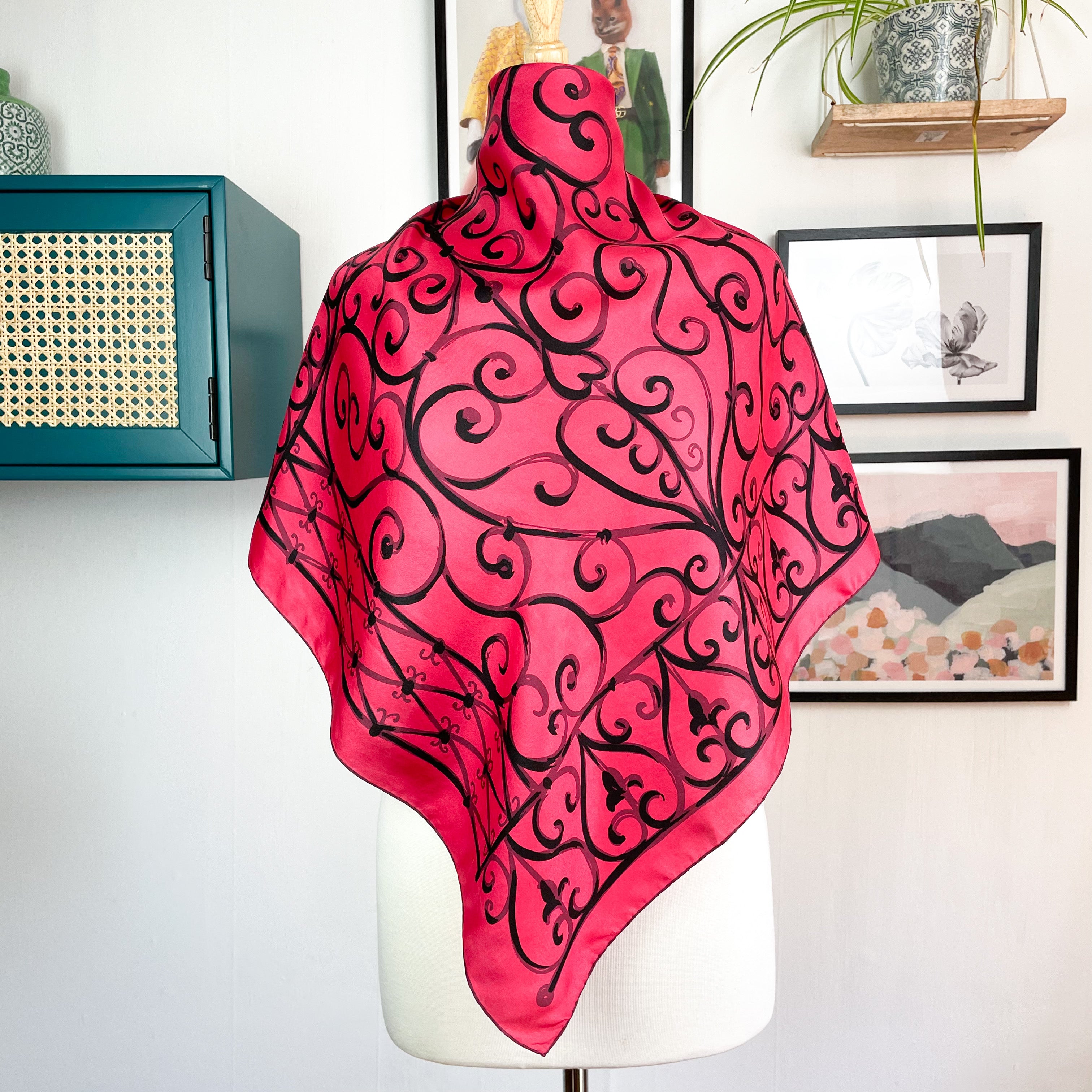 1950s Harrods Abstract Design Vintage Silk Scarf