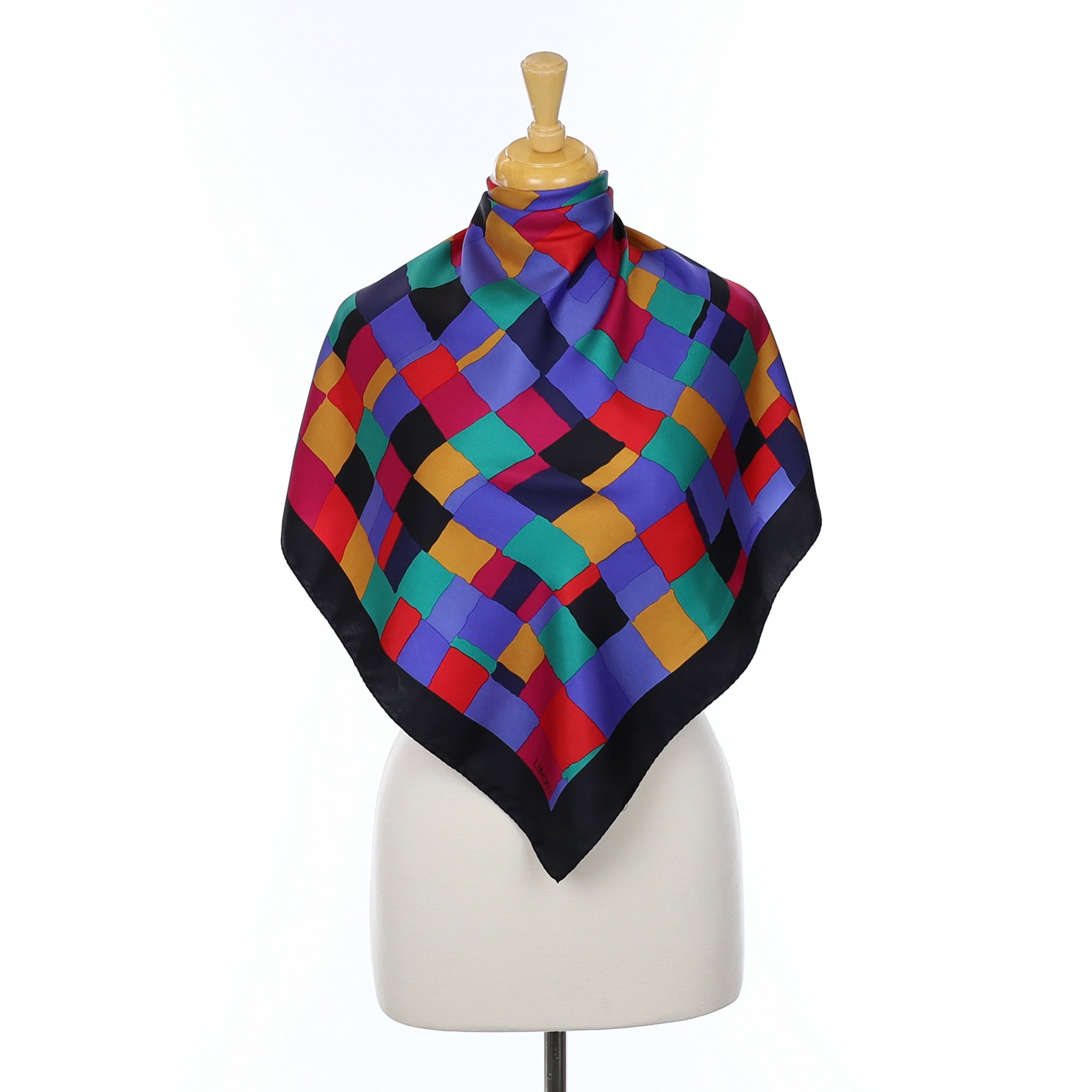 Liberty Multi Coloured Squares Vintage Silk Scarf