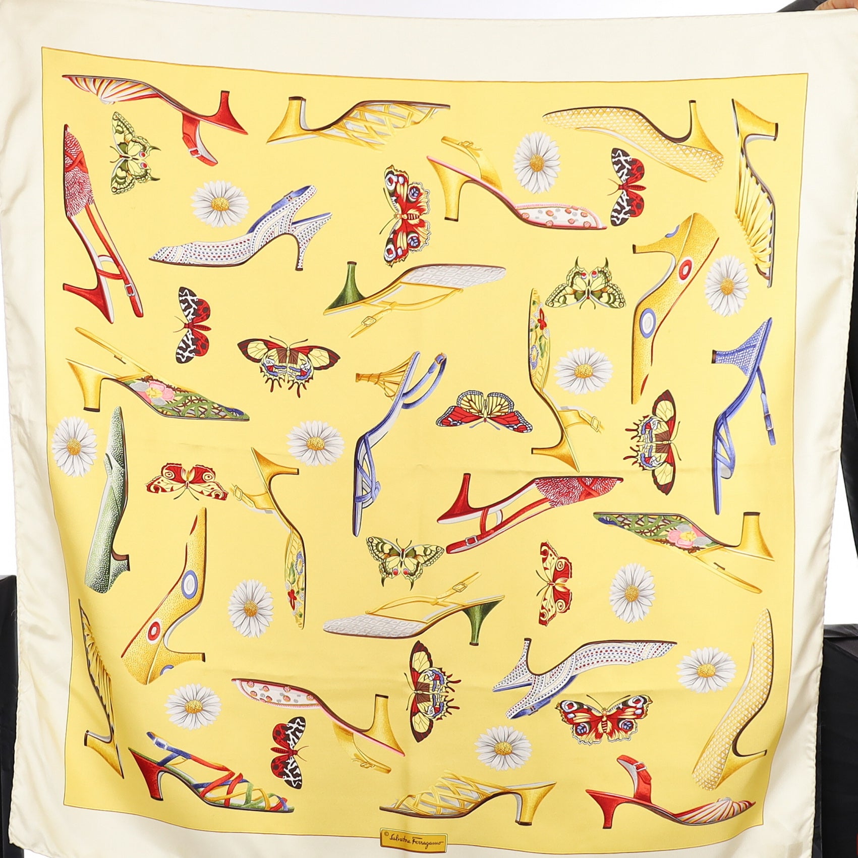 Salvatore Ferragamo Yellow Shoe Silk Scarf