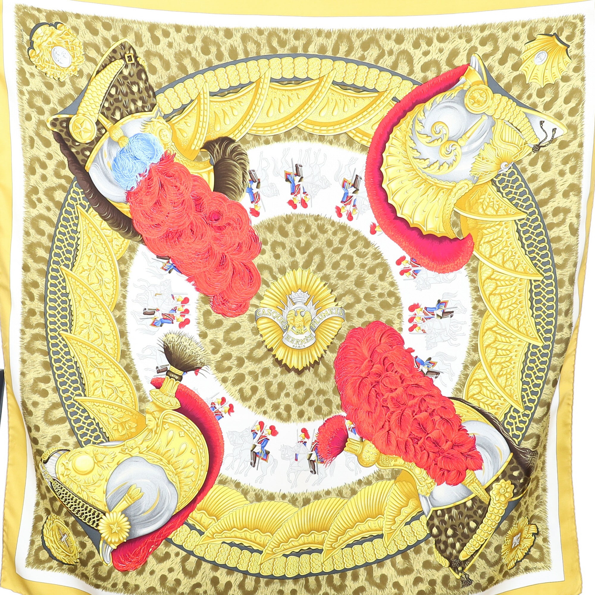 Hermès Casques Plumets Silk Scarf