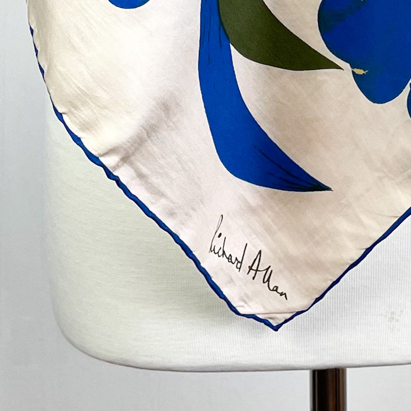 1970s Richard Allan Floral Vintage Silk Scarf