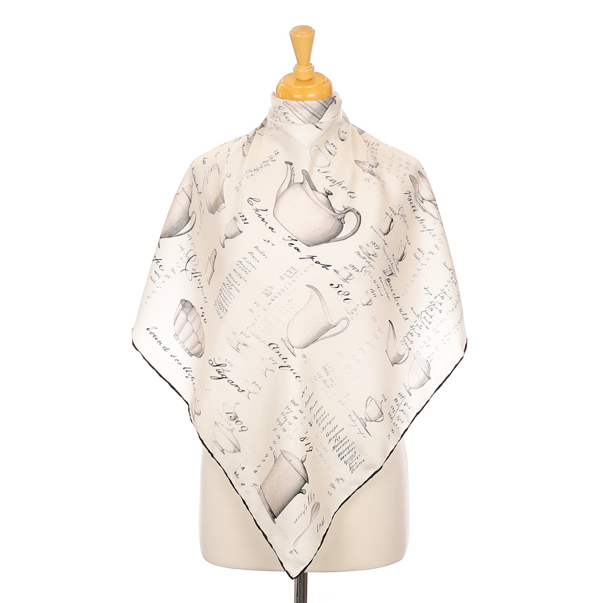 Unworn Monochrome Kitchen Themed Vintage Silk Scarf