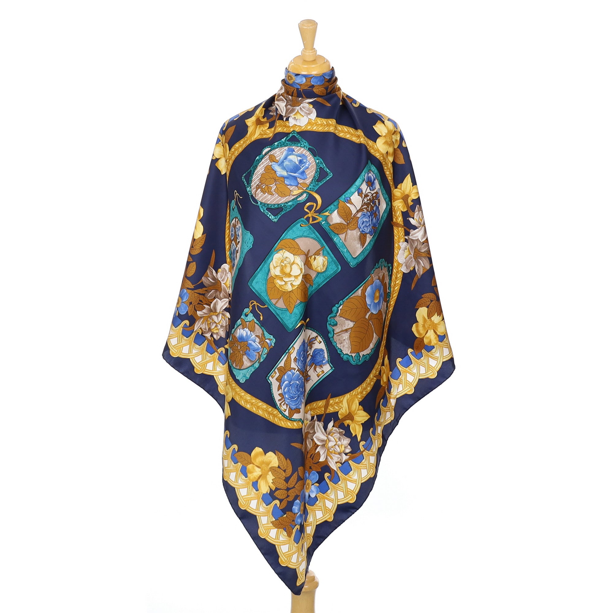 Tie Rack Blue Patterned Vintage Silk Scarf