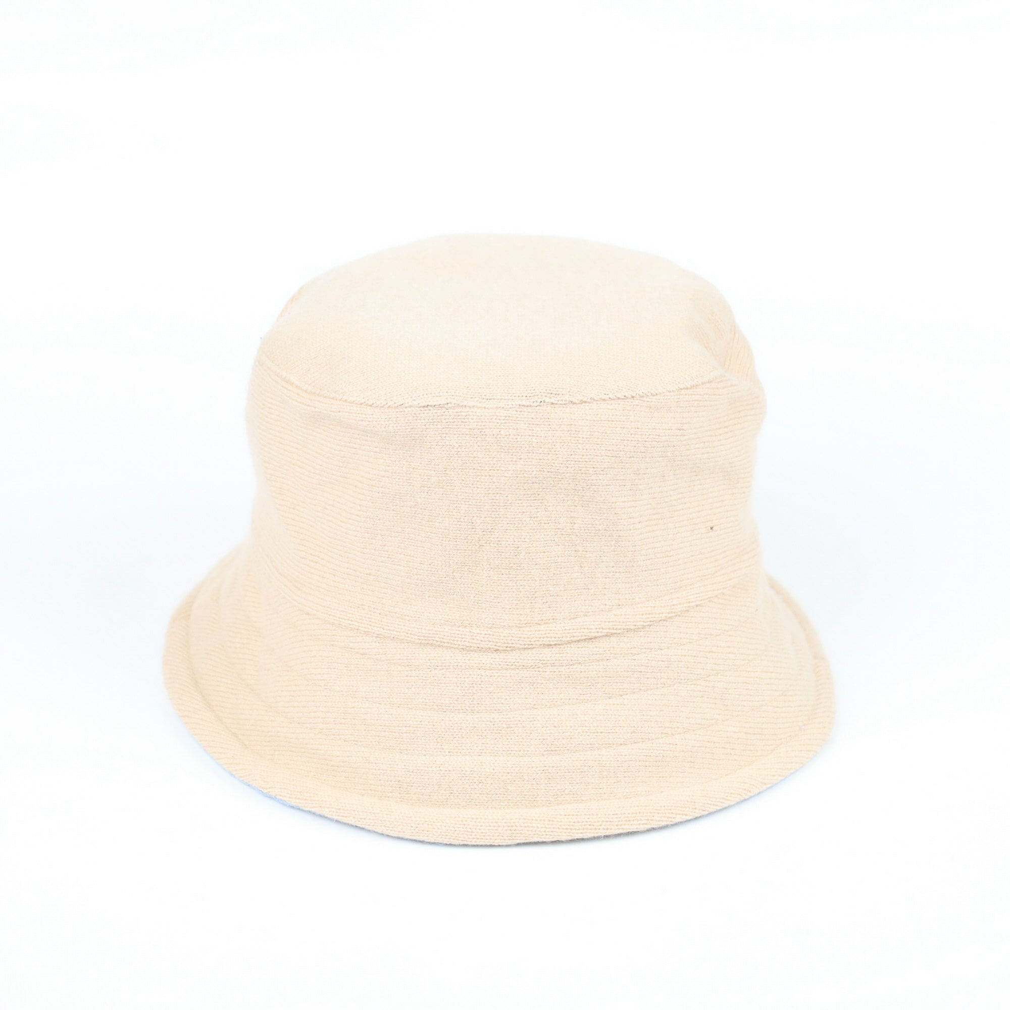 Beige and Powder Blue Reversible Cashmere Bucket Hat Medium