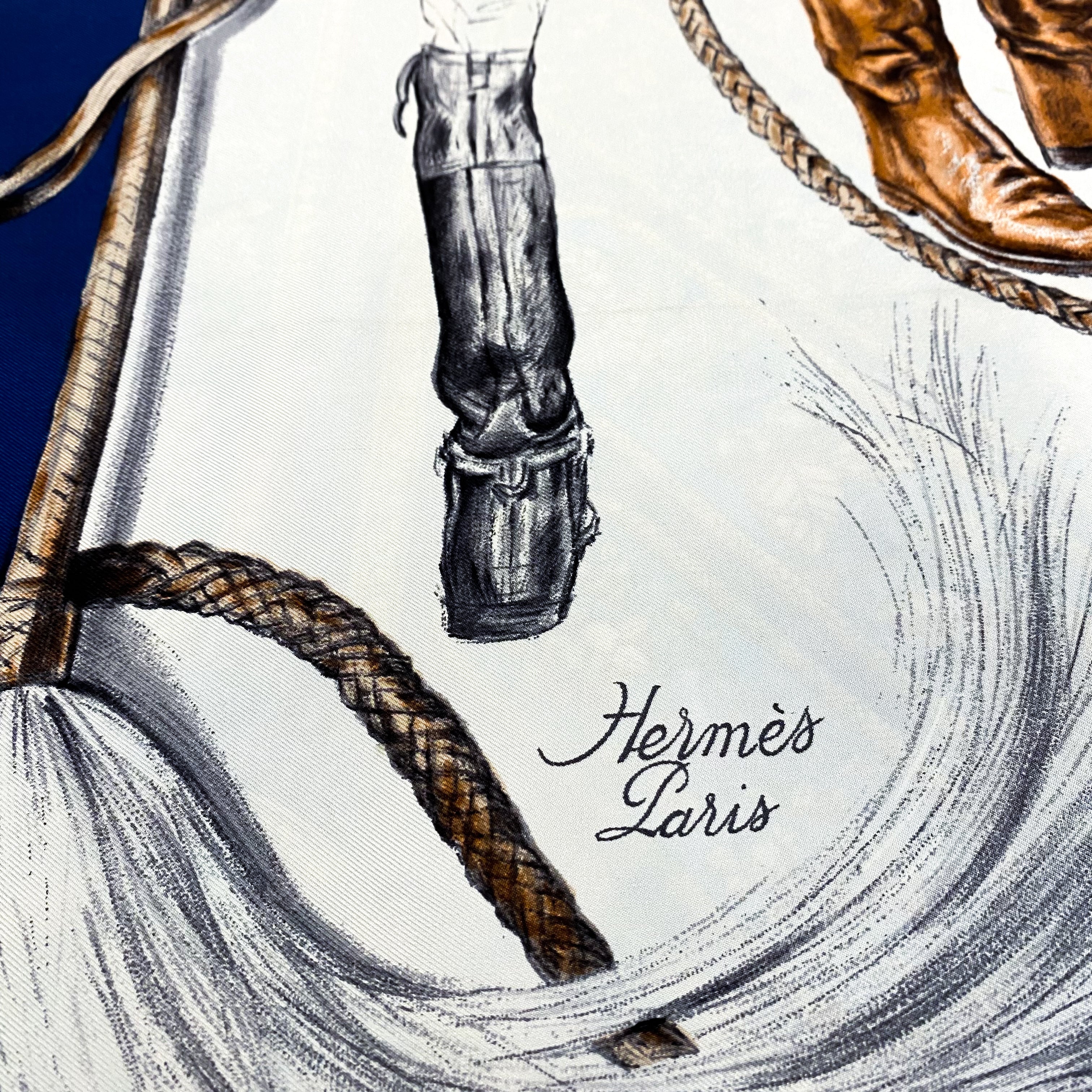 Boxed Hermes Propos de Bottes Vintage Silk Scarf