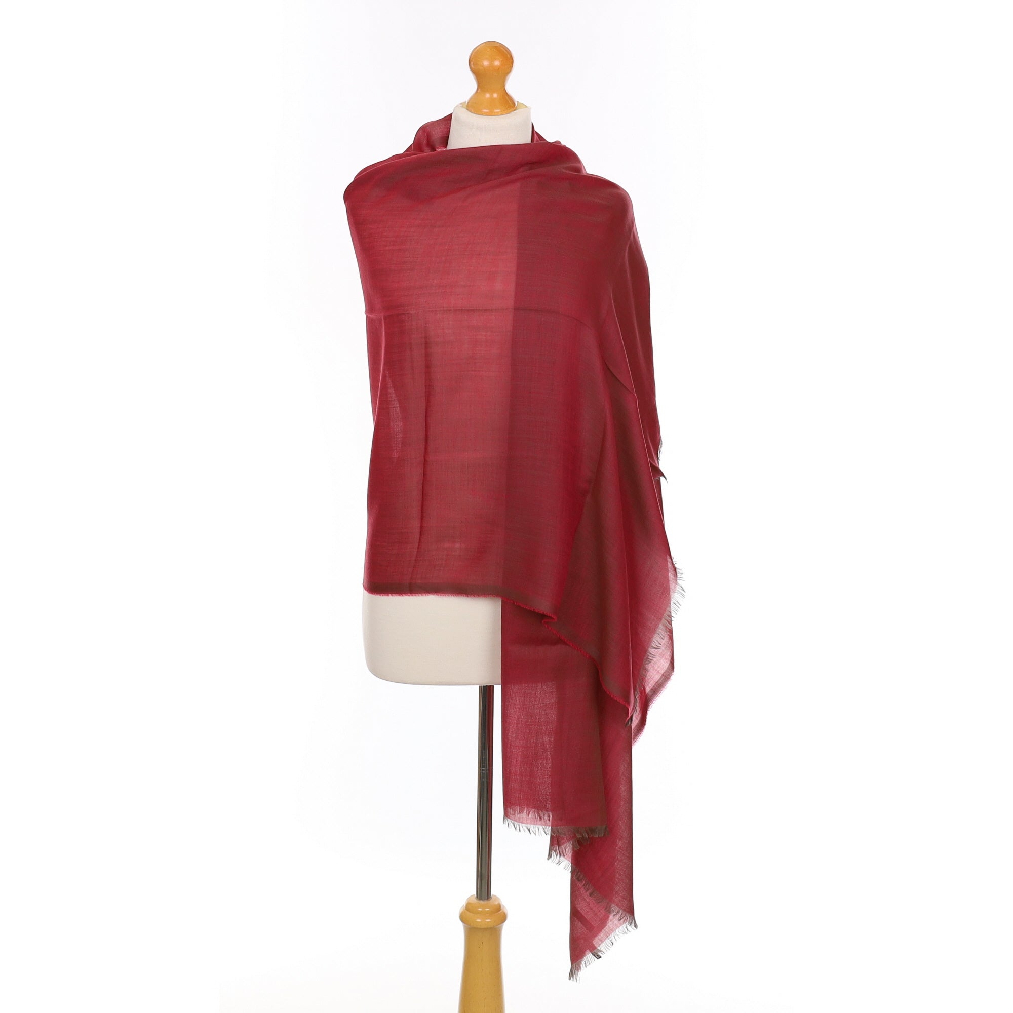 Scottish Begg & Co Red and Mocha Two Tone Fine Woven Cashmere Wrap