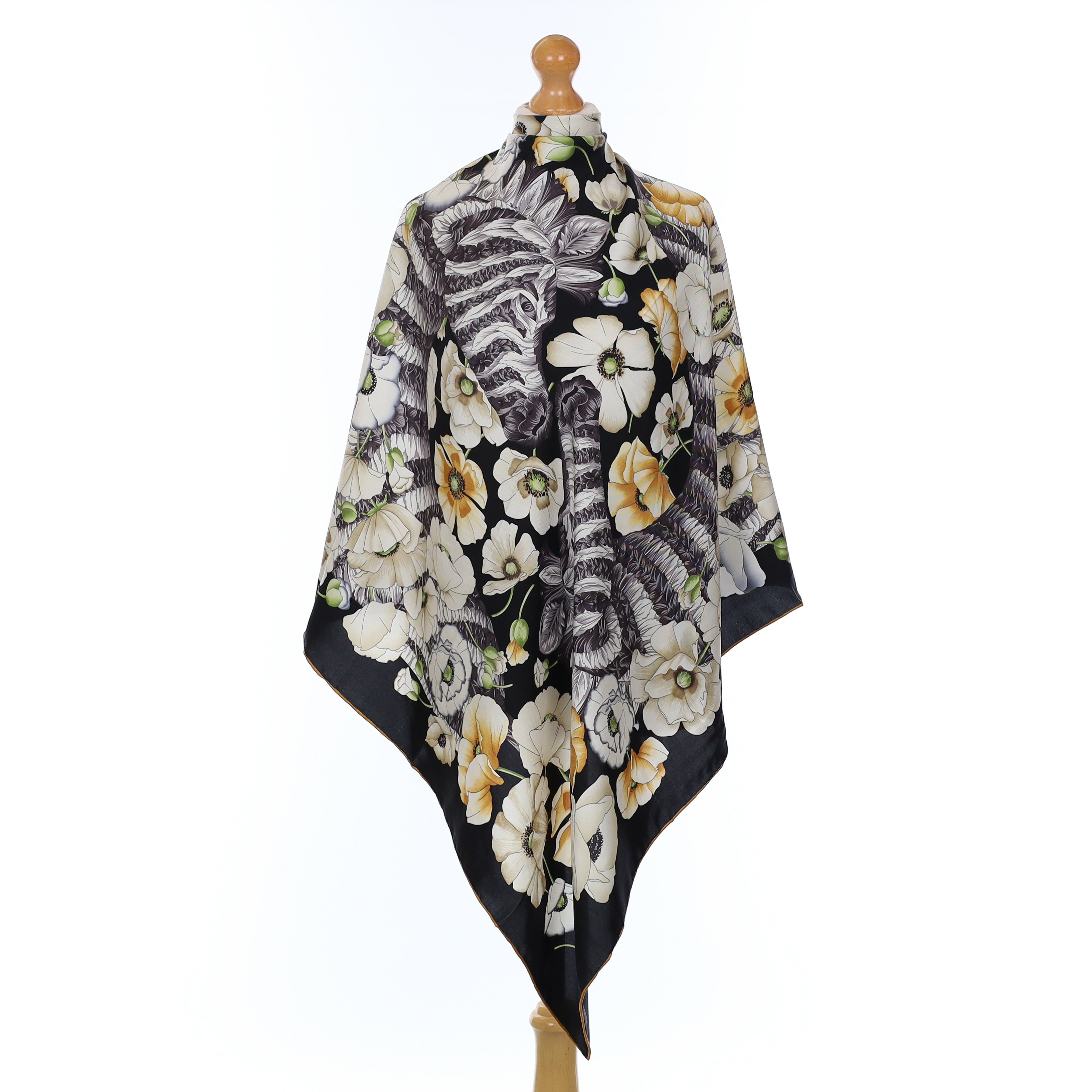 Brand New Floral Zebras Woven Silk Scarf