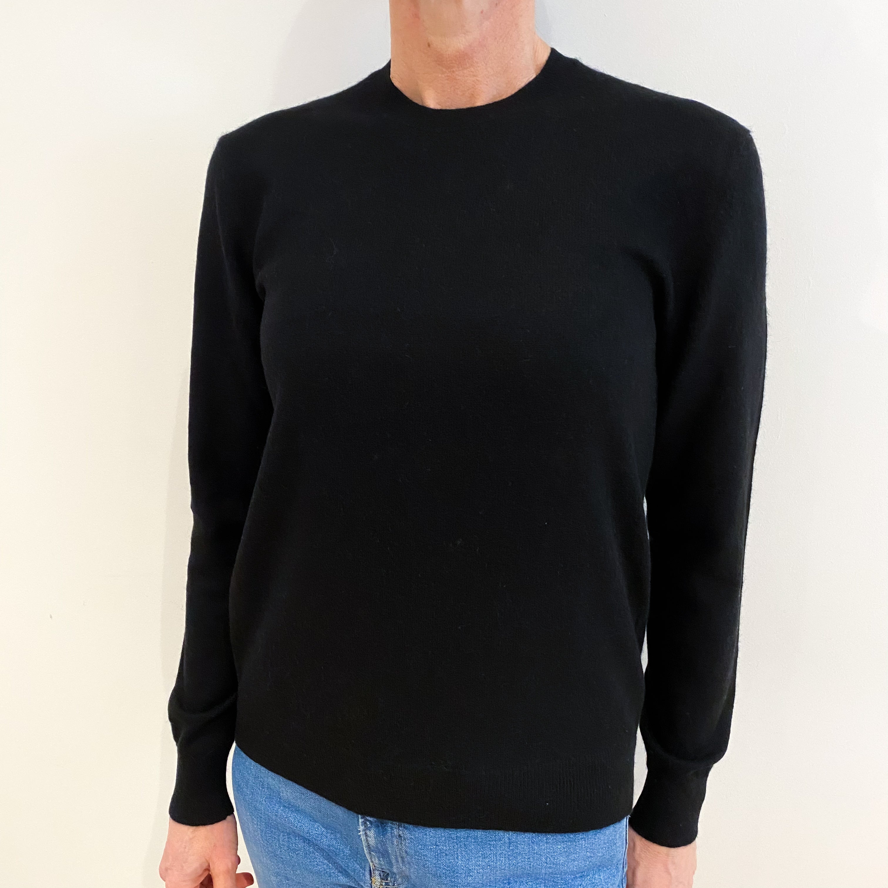 Black Cashmere Crew Neck Jumper Small