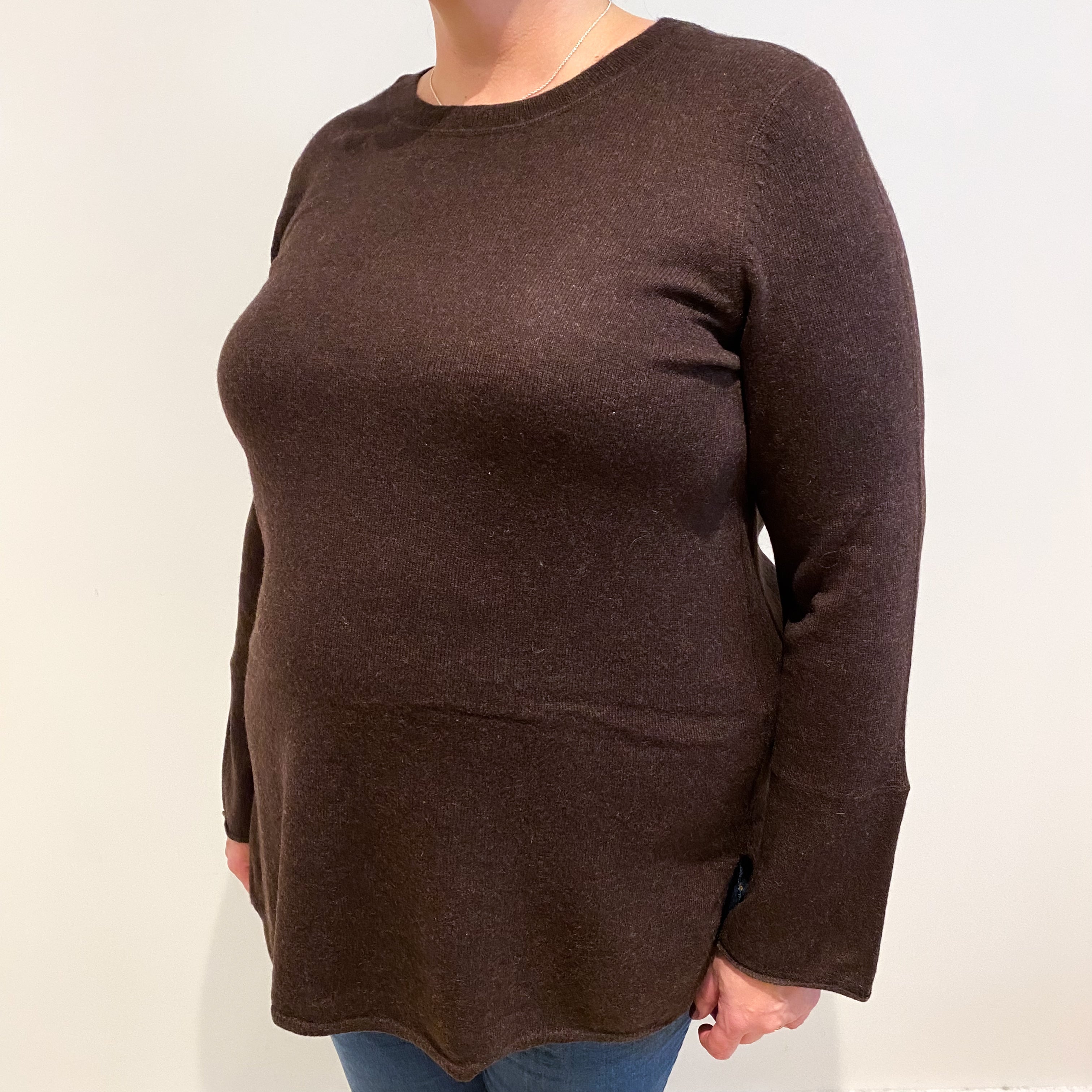 Peppercorn Brown Cashmere Crew Neck Jumper Extra Large