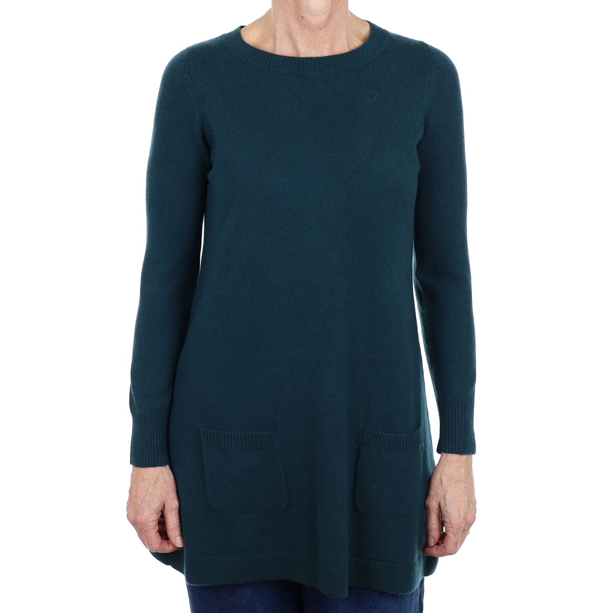 Forest Green Cashmere Crew Neck Jumper Small
