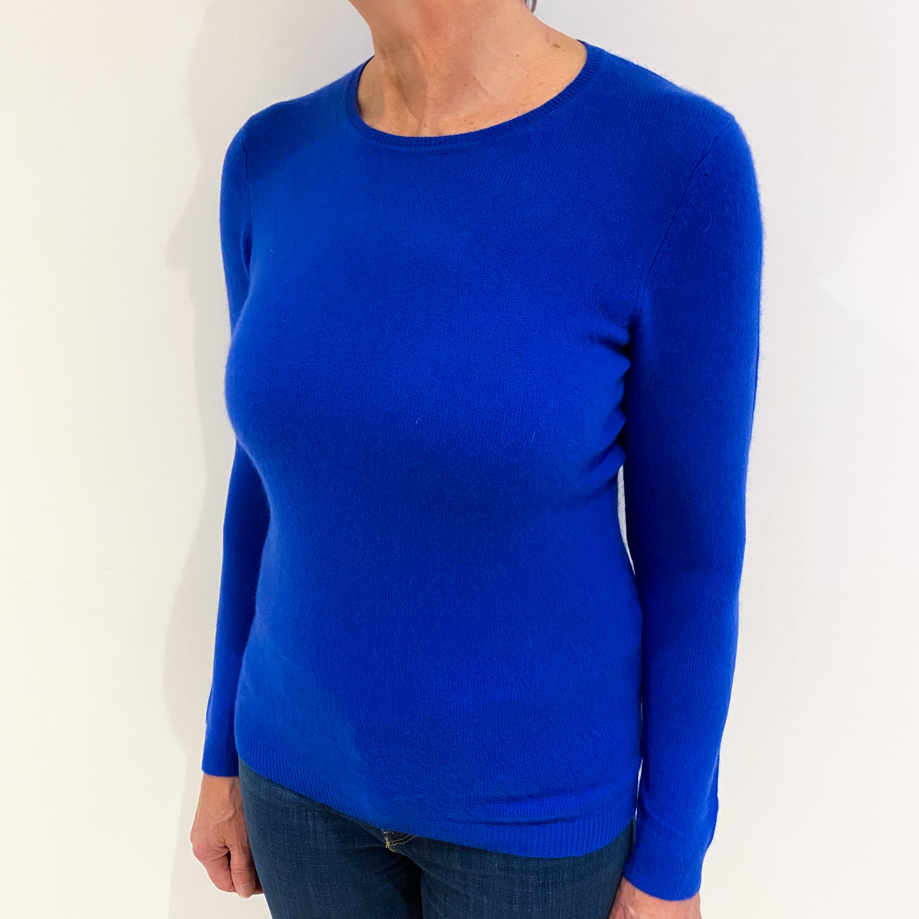 Cobalt Blue Cashmere Crew Neck Jumper Medium