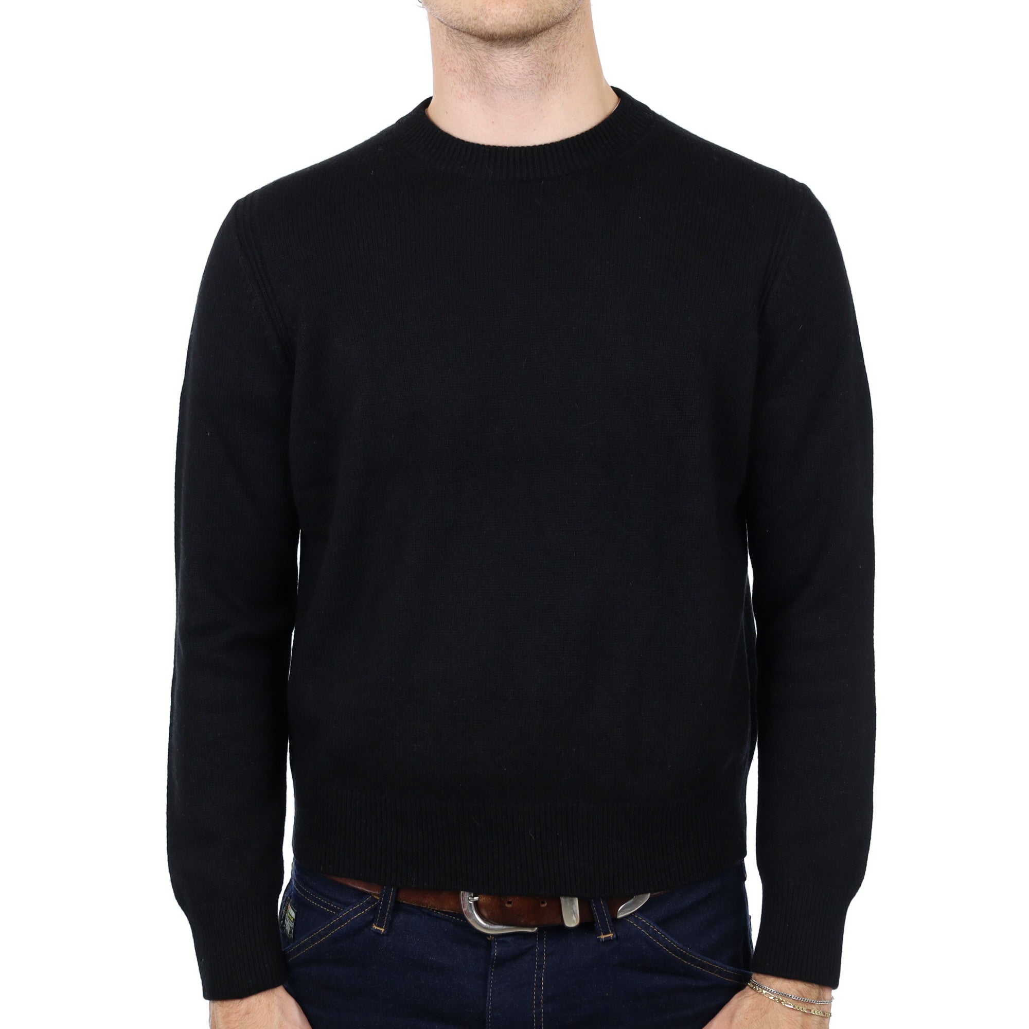 Men's COS Black Cashmere Crew Neck Jumper Medium